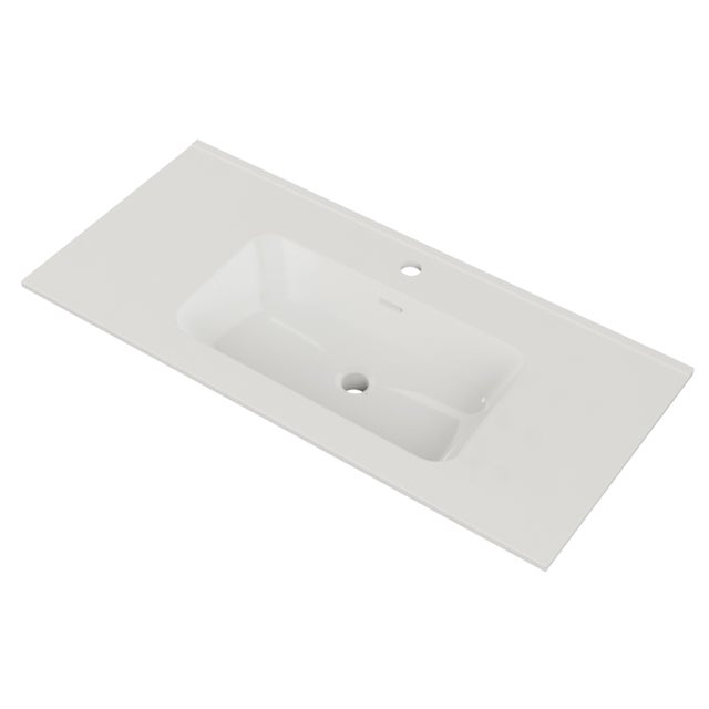 Vasque simple centrée Kende céramique blanc Brillant l.101 x P.46.5 cm
