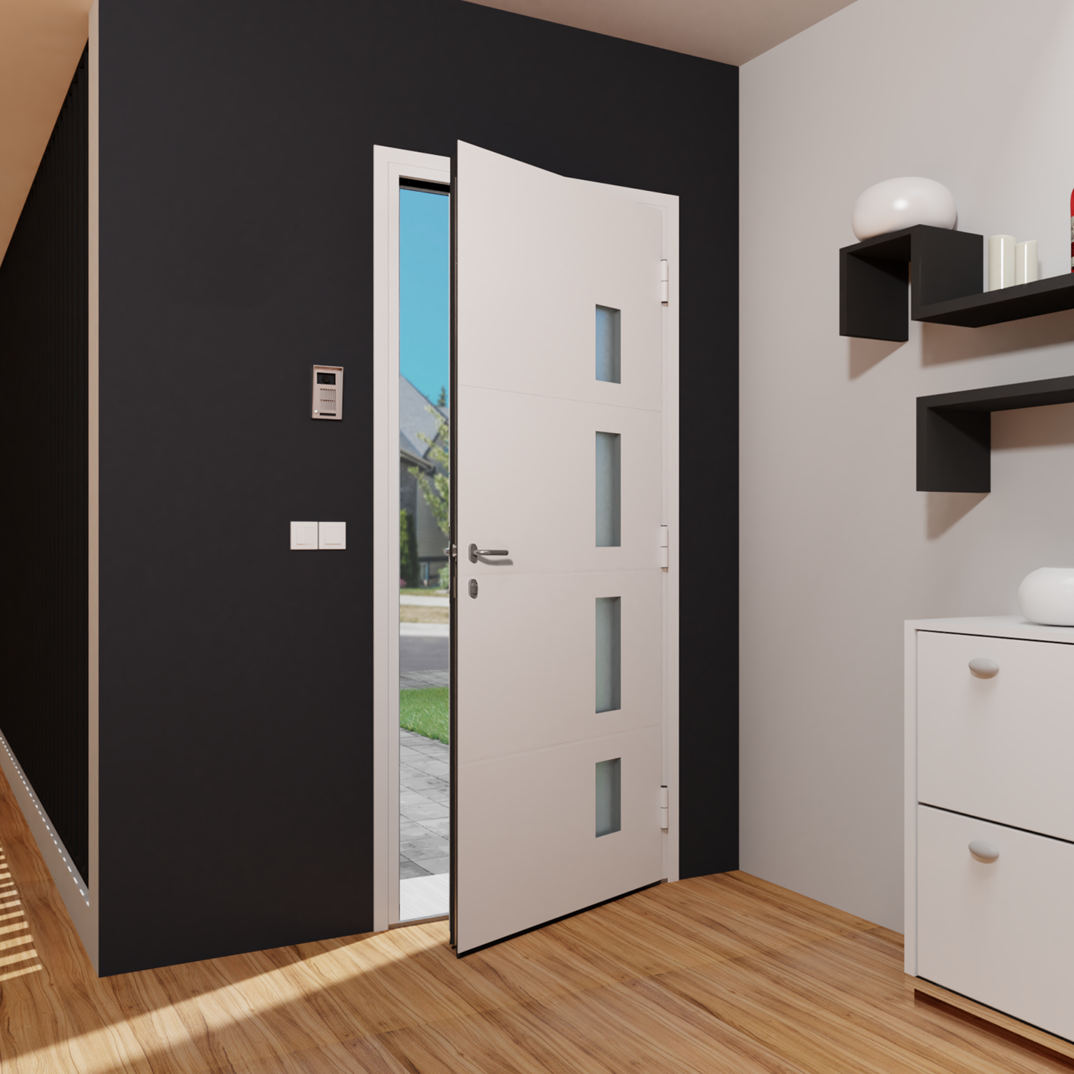 Porte d'entrée Alu Austin 2 Essentiel H.215 x l.90 cm gris anthr., p. gauche - 2