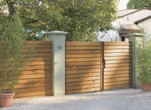 Portail battant bois Imex 3m5 naturel JOUEN FRERES, l.350 x H.180 cm