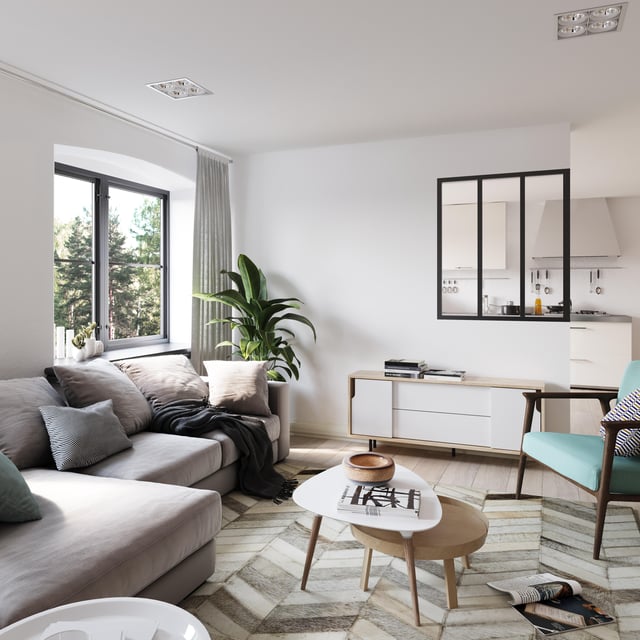 Verrière Atelier en alu noir mat 3 vitrages transparents inclus, H.108xl.93 cm