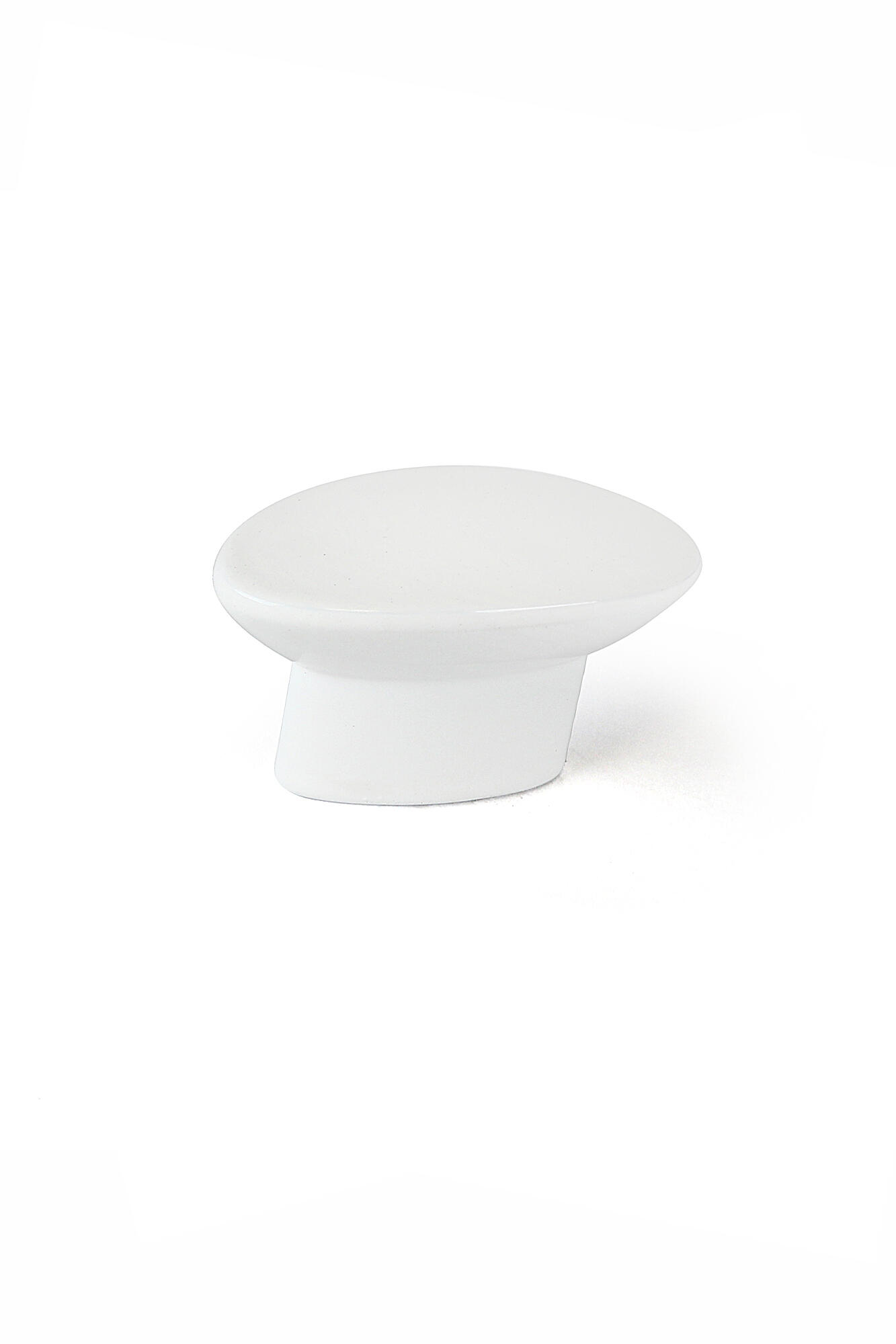 Bouton de meuble ovale, zamak blanc peint L.40 mm - 2