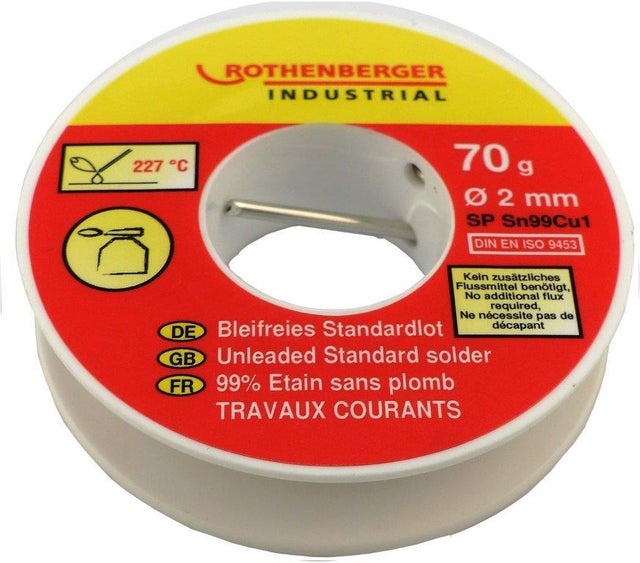 Bobine d'étain Diam.2 mm 70g ame décapante - ROTHENBERGER INDUSTRIAL 
