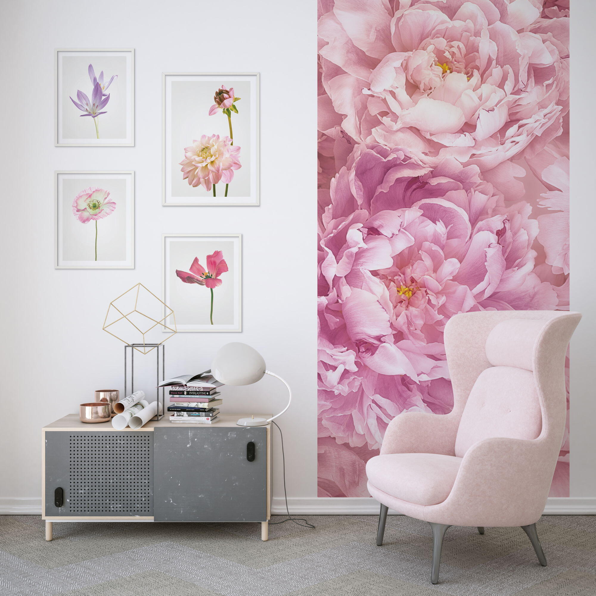 Un poster mural XXL fleurie et rose