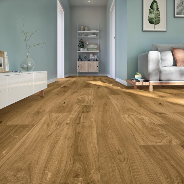 Parquet contrecollé chêne blond bohème vitrifié L BEAULIEU FLOORING, l.16.4 cm