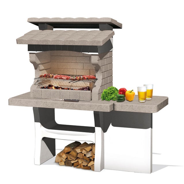 Barbecue en béton beige et gris Luxor, l.159 x L.72 x H.161 cm