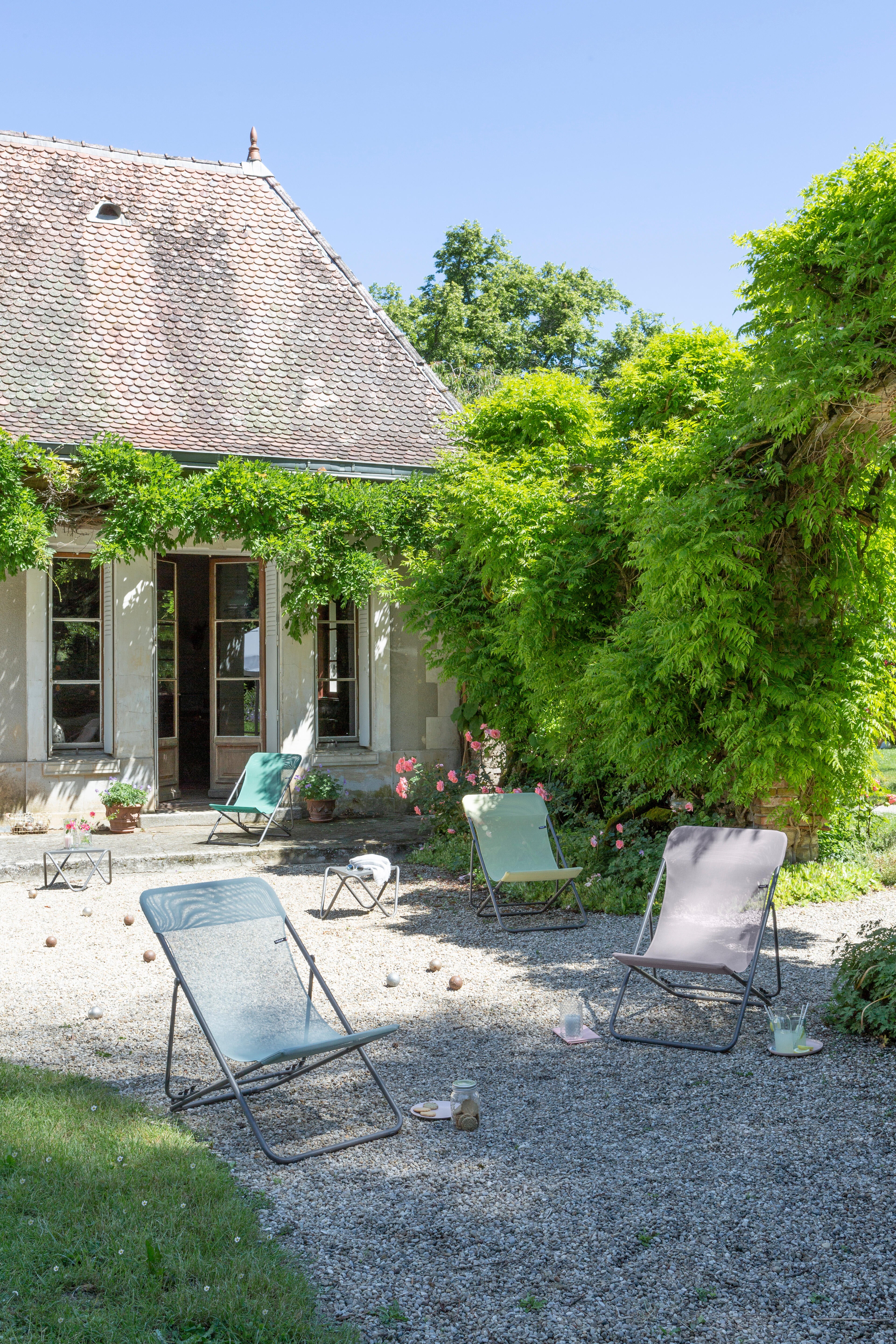 Transat de jardin LAFUMA MOBILIER Batyline en acier rose - 4