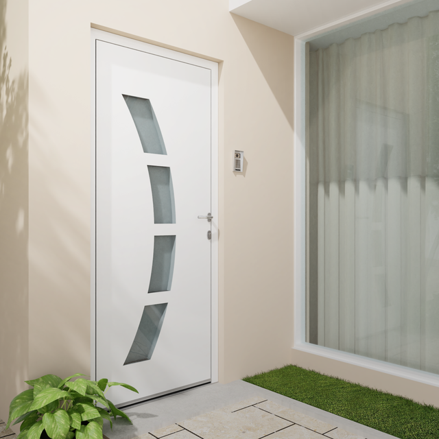 Porte d'entrée Alu Toledo 2 Essentiel H.215 x l.90 cm vitrée blanc, pous. gauche