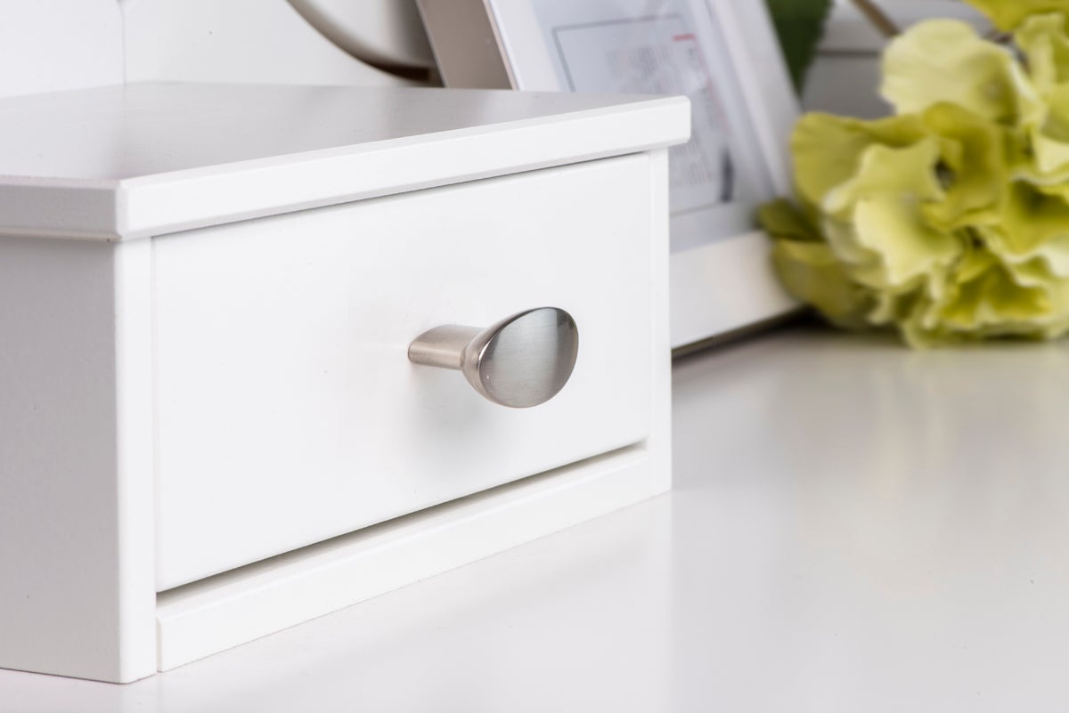 Bouton de meuble ovale, zamak argent brossé L.40 mm - 2