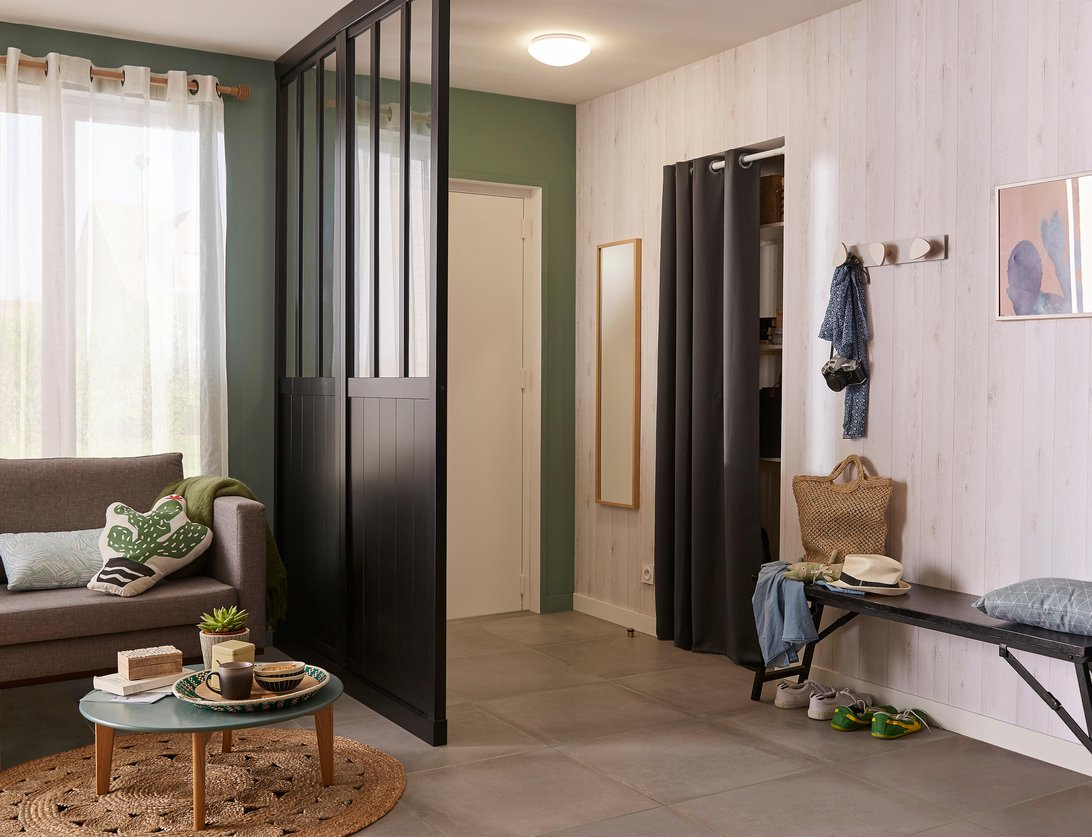 Cloison amovible Atelier mdf revêtu noir effet métal l.80 x H.250 x P.4cm - 6