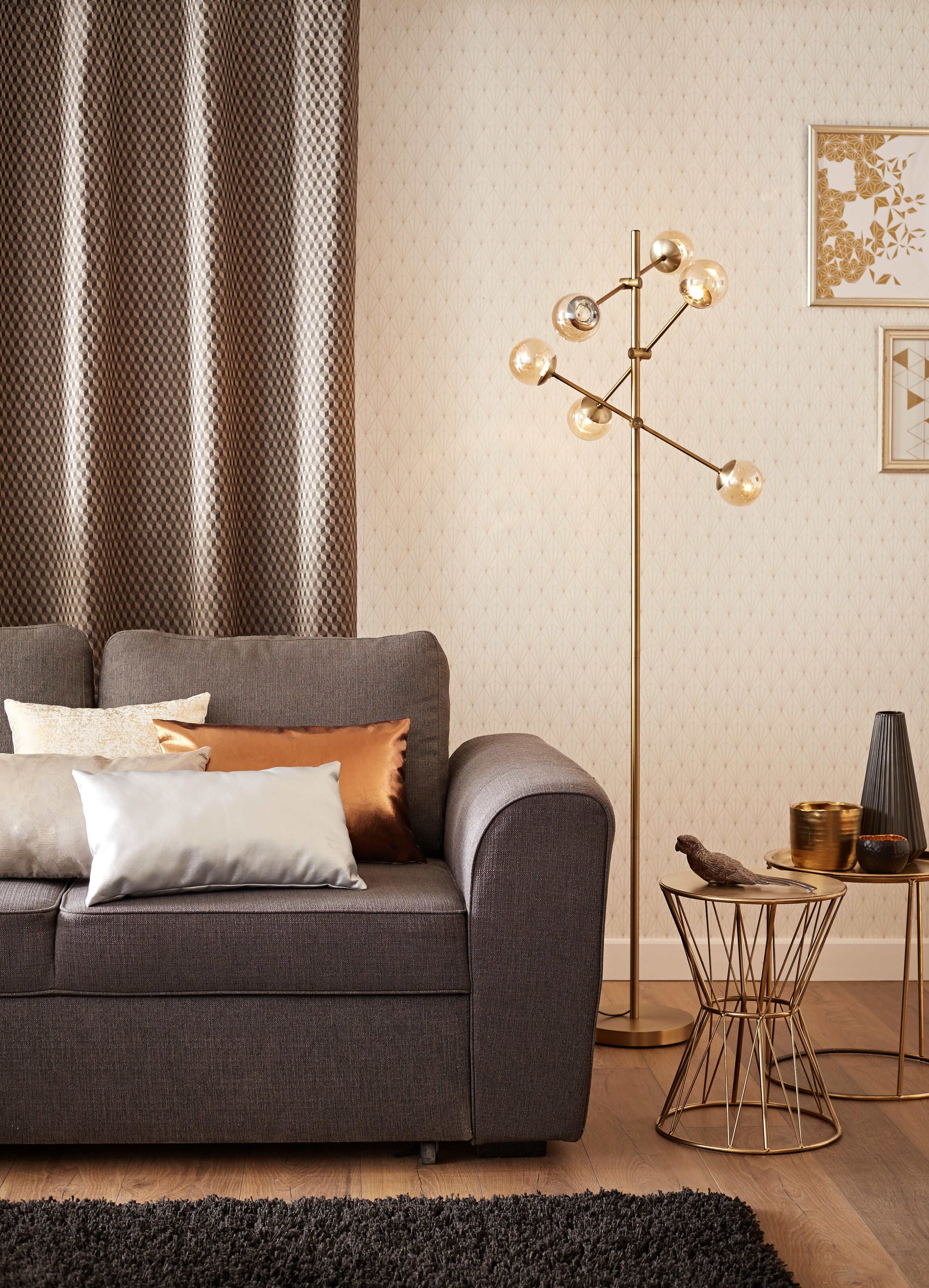 Papier peint intissé Motif geo blanc et or - 6