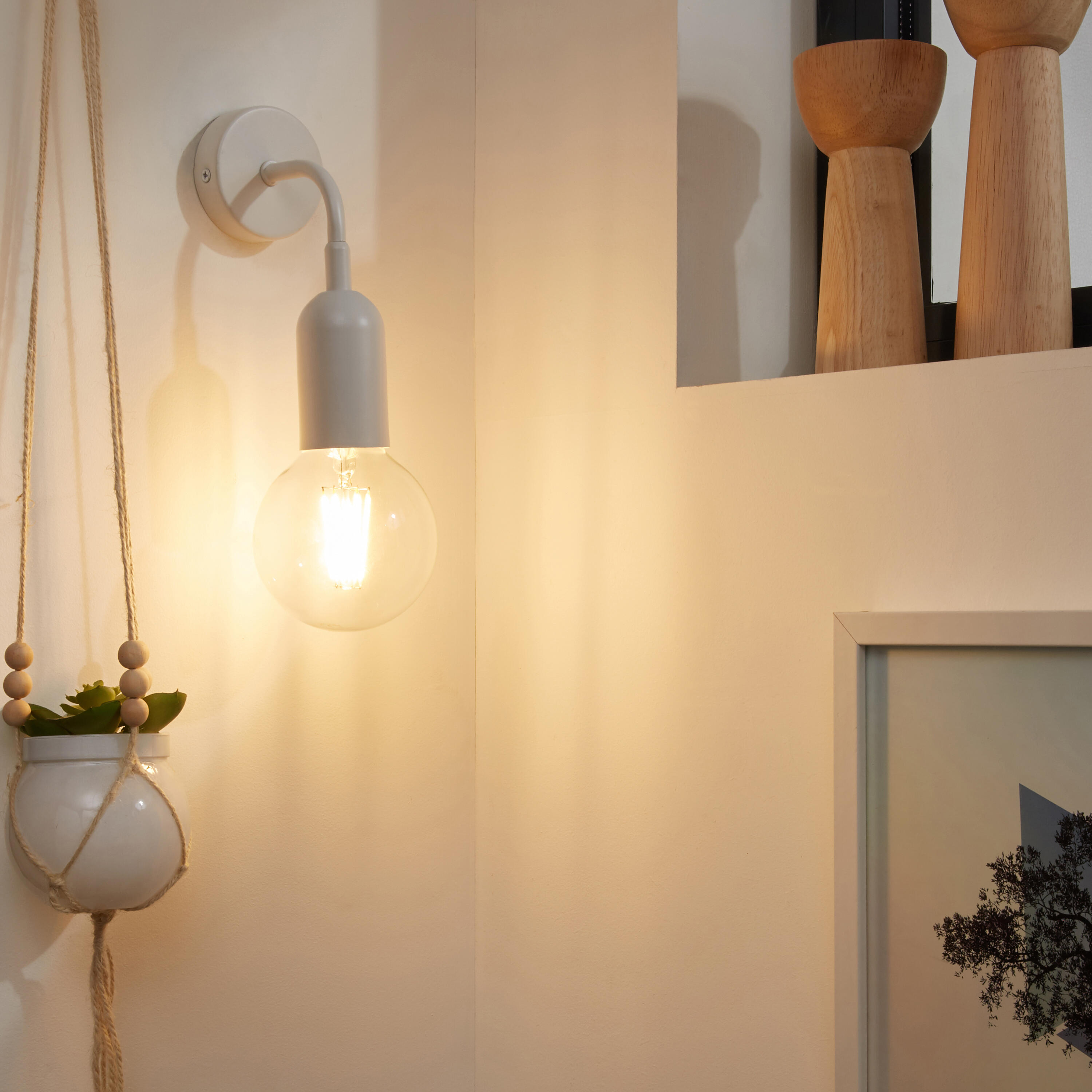 Applique E27, fer / aluminium, blanc, Hoopa, INSPIRE - 3