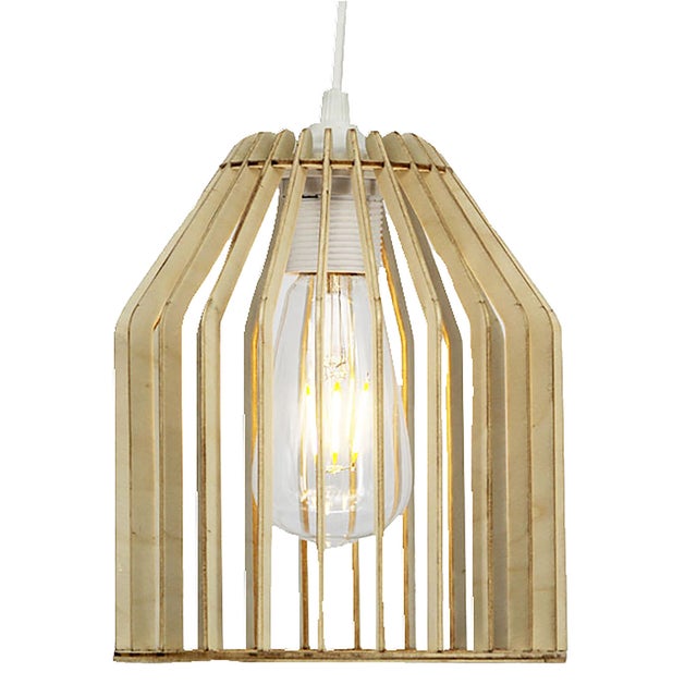 Suspension Ninowood bois, beige, Diam.18 cm, E27