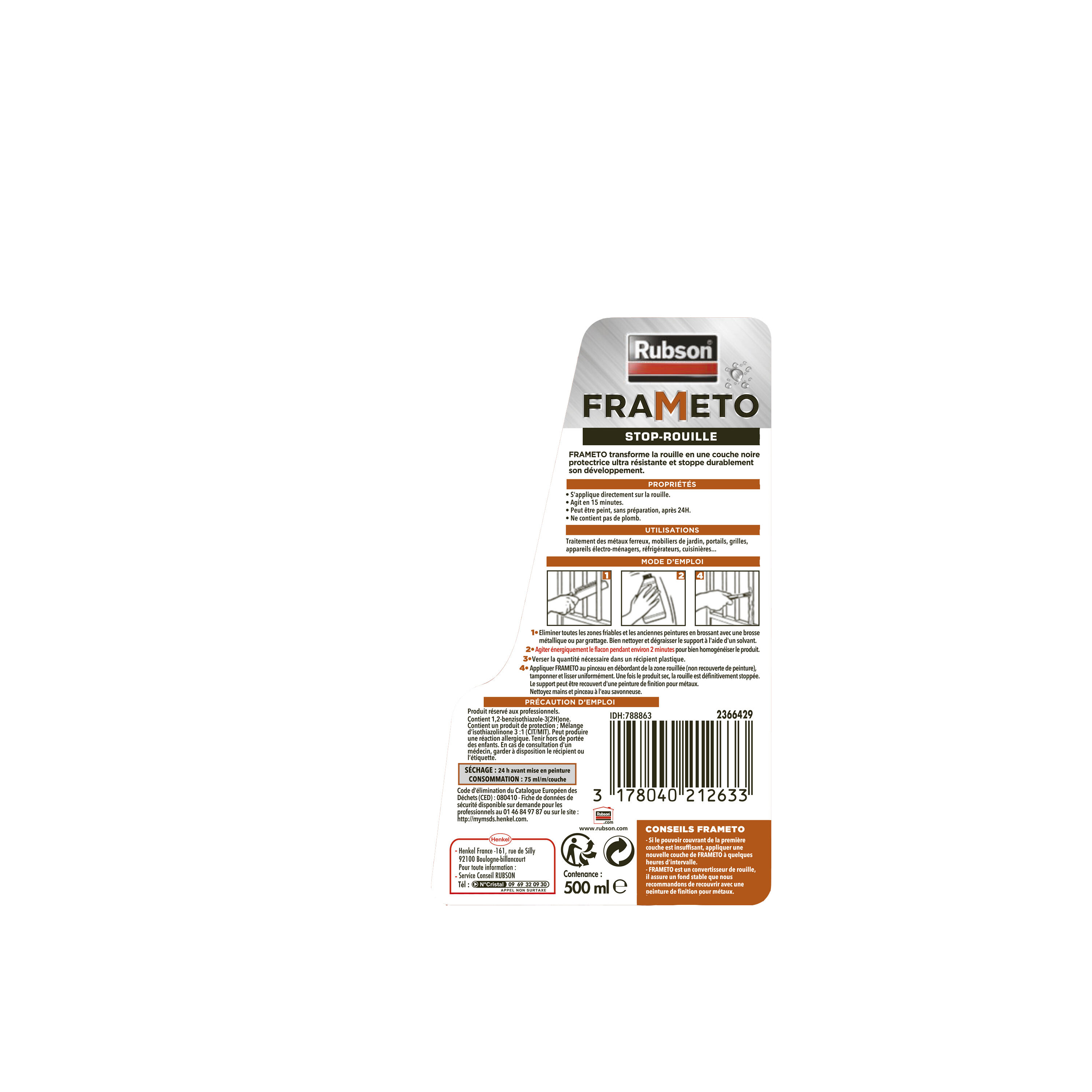 Protection antirouille extérieur / intérieur Frameto RUBSON, noir, 0.5 l - 7