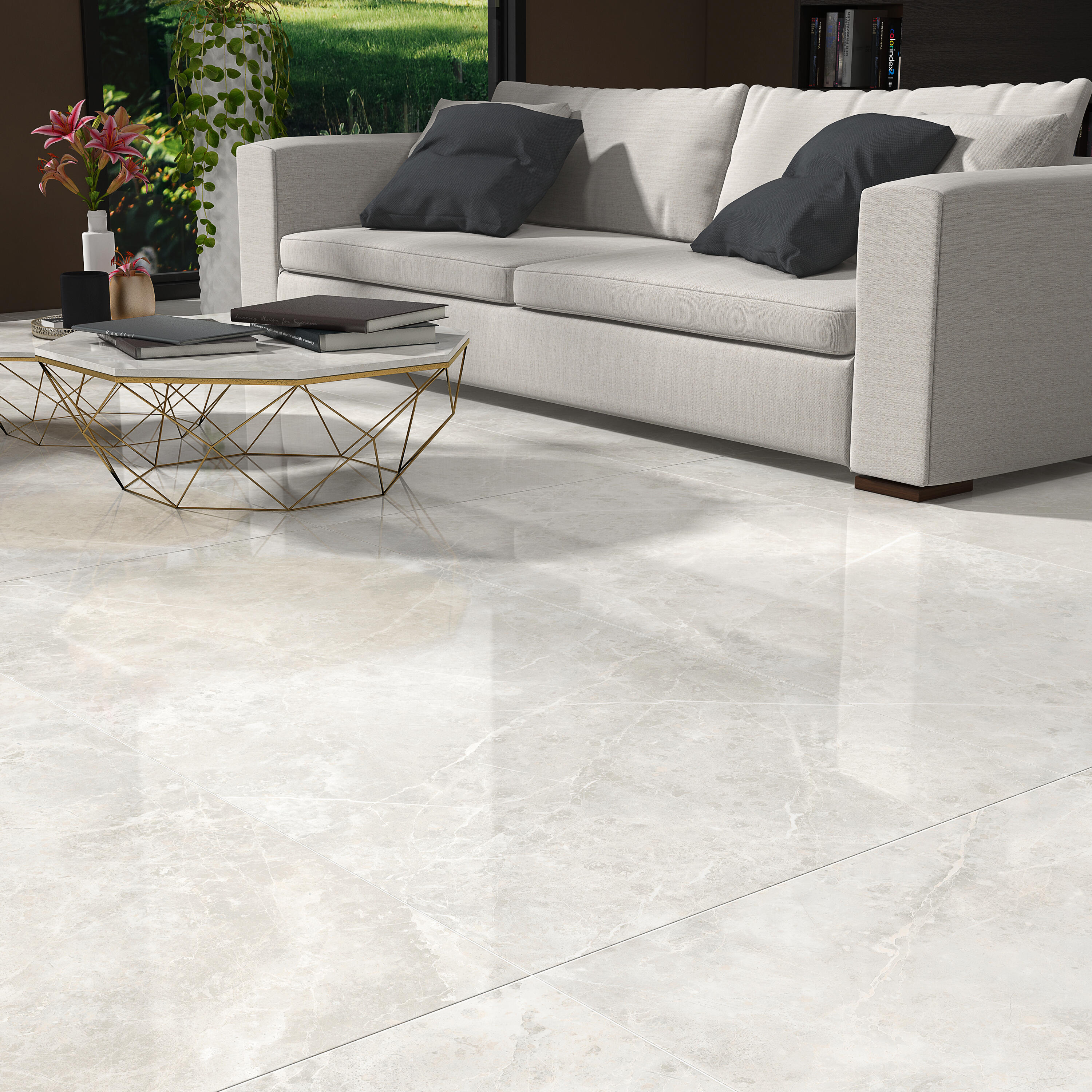 Carrelage sol intérieur / mur intérieur effet marbre gris clair Marmi l.60 x L.1 - 3