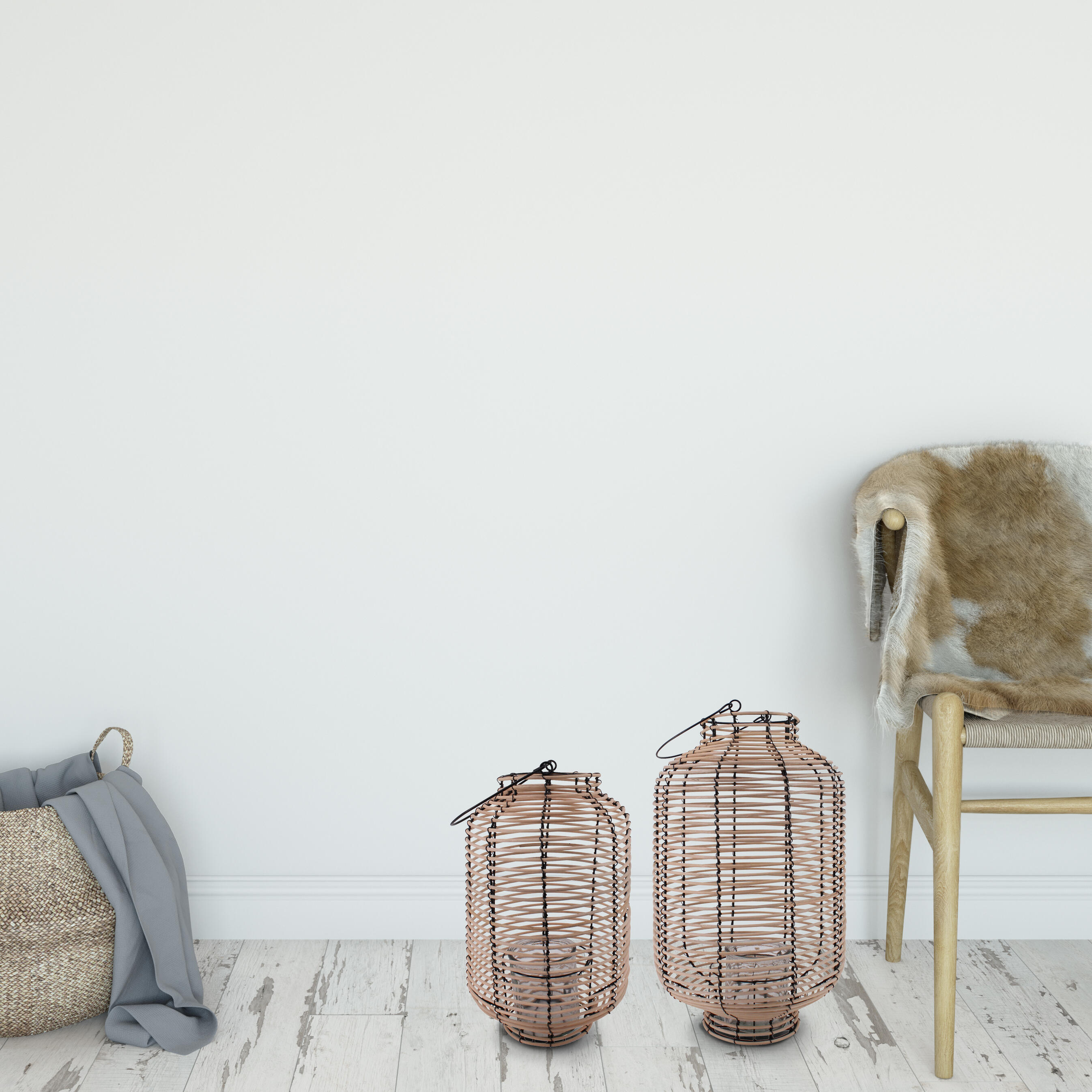 Lanterne Pili lanterne rotin, naturel H.46 x l.30 cm - 2