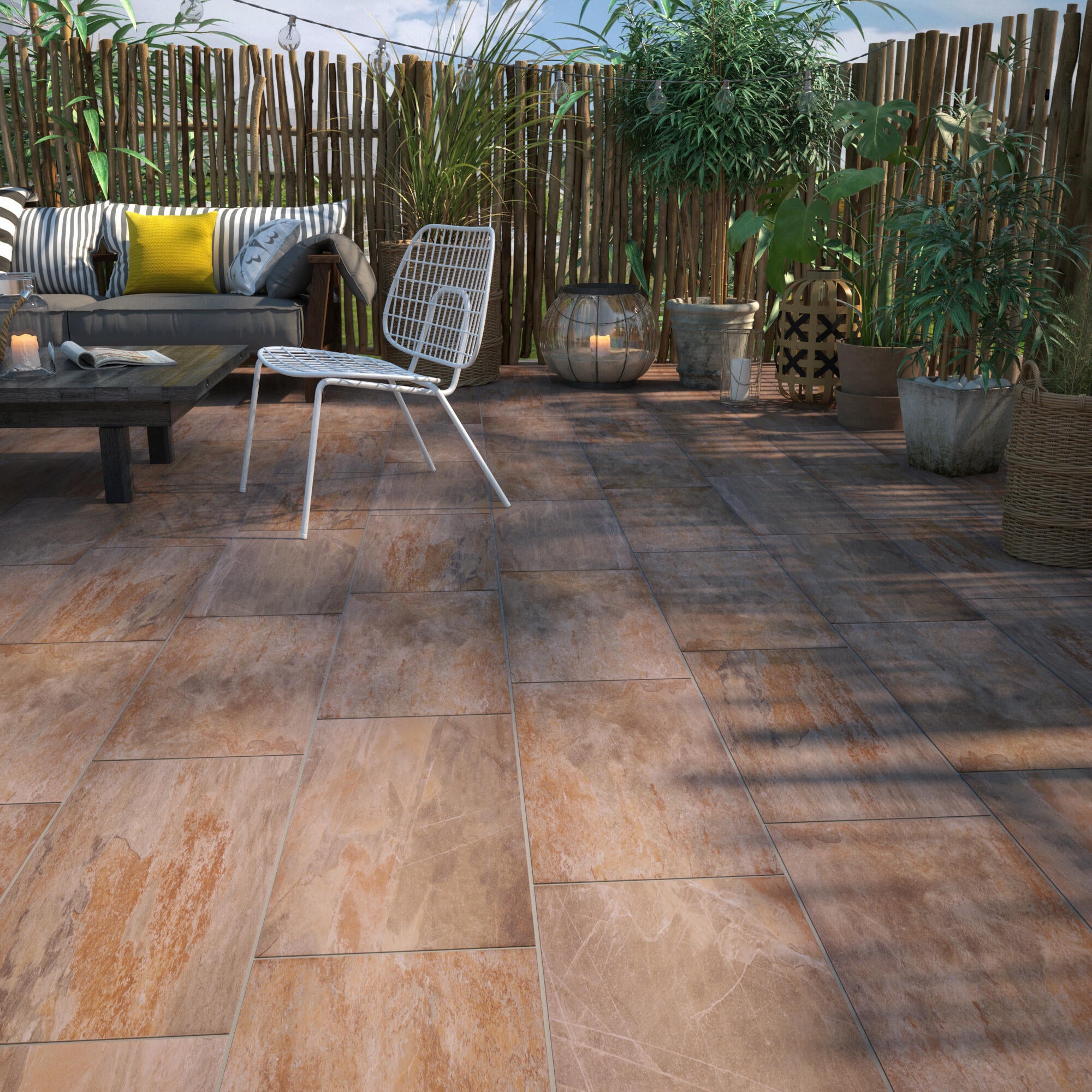 Carrelage sol extérieur effet pierre orange Day l.30 x L.60 cm x Ep.9 mm - 2