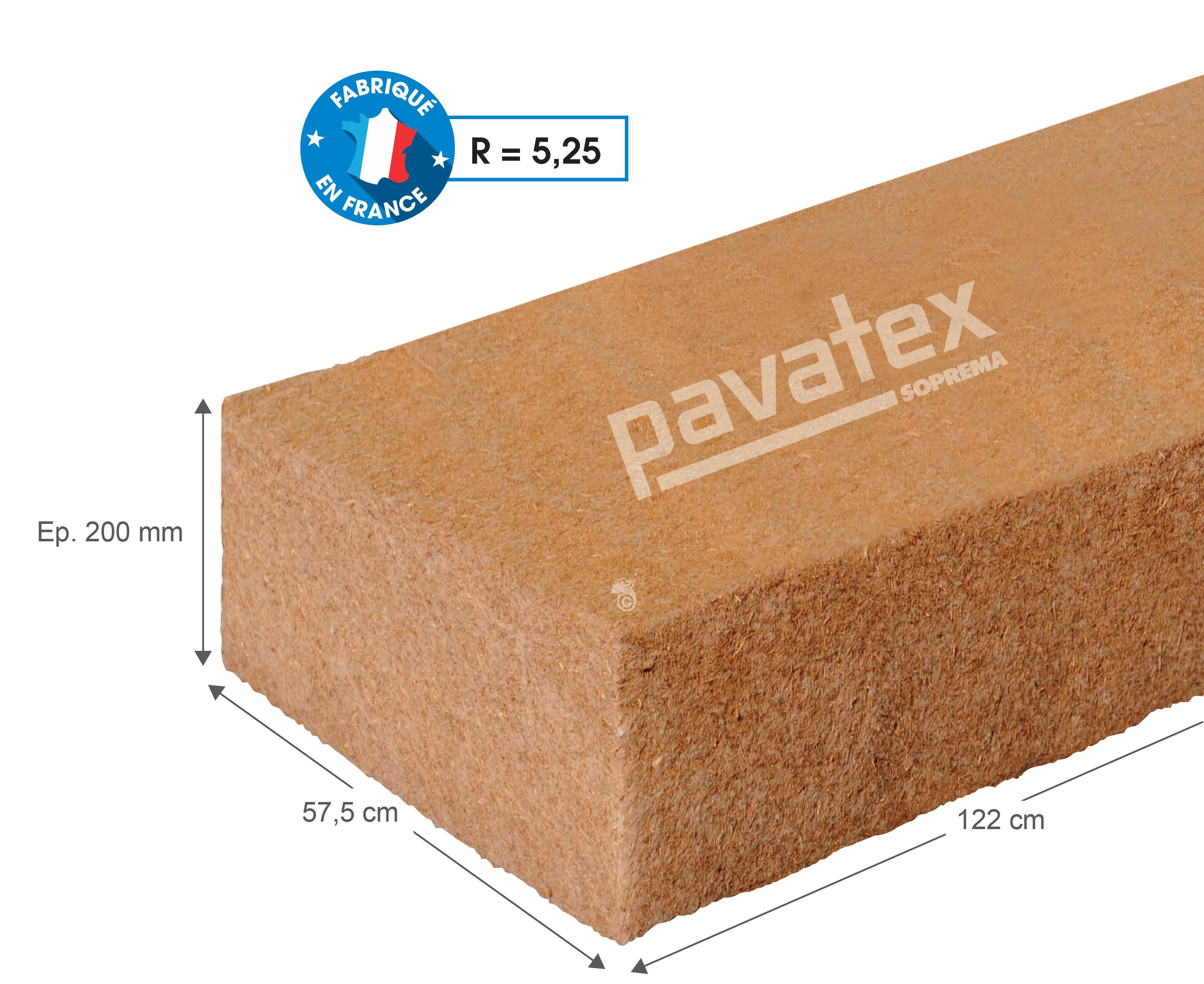 2 panneaux isolants en fibre de bois SOPREMA 122x57,5cm, Ep.20cm, R=5,25 - 5