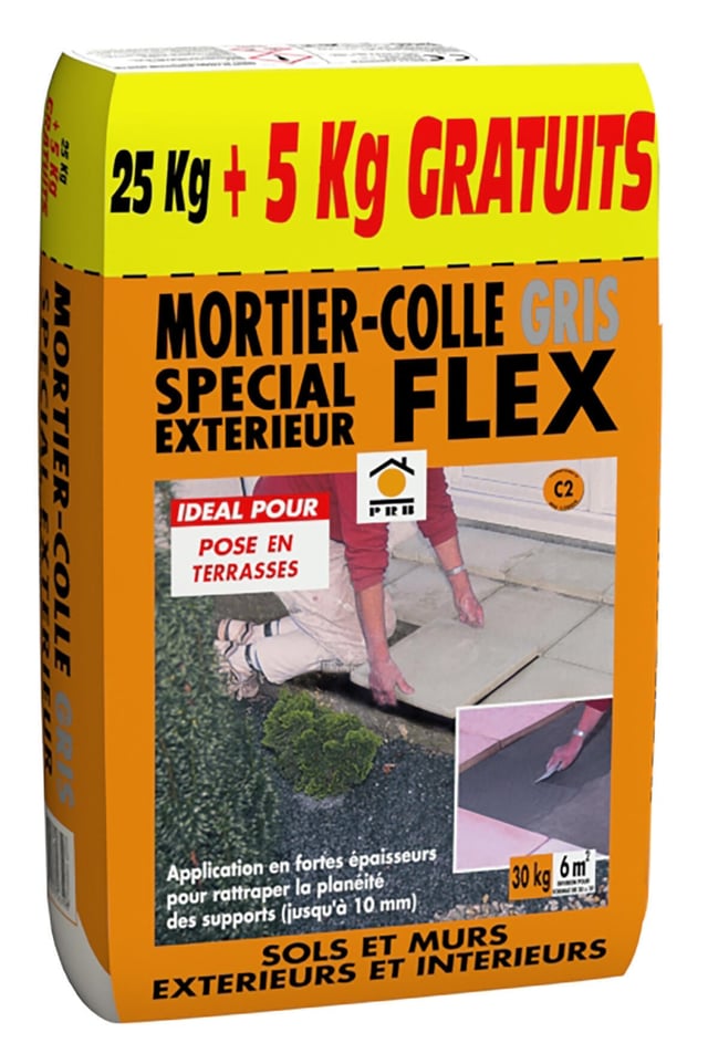 Mortier colle Flex f60 mur / sol gris PRB 30 Kg