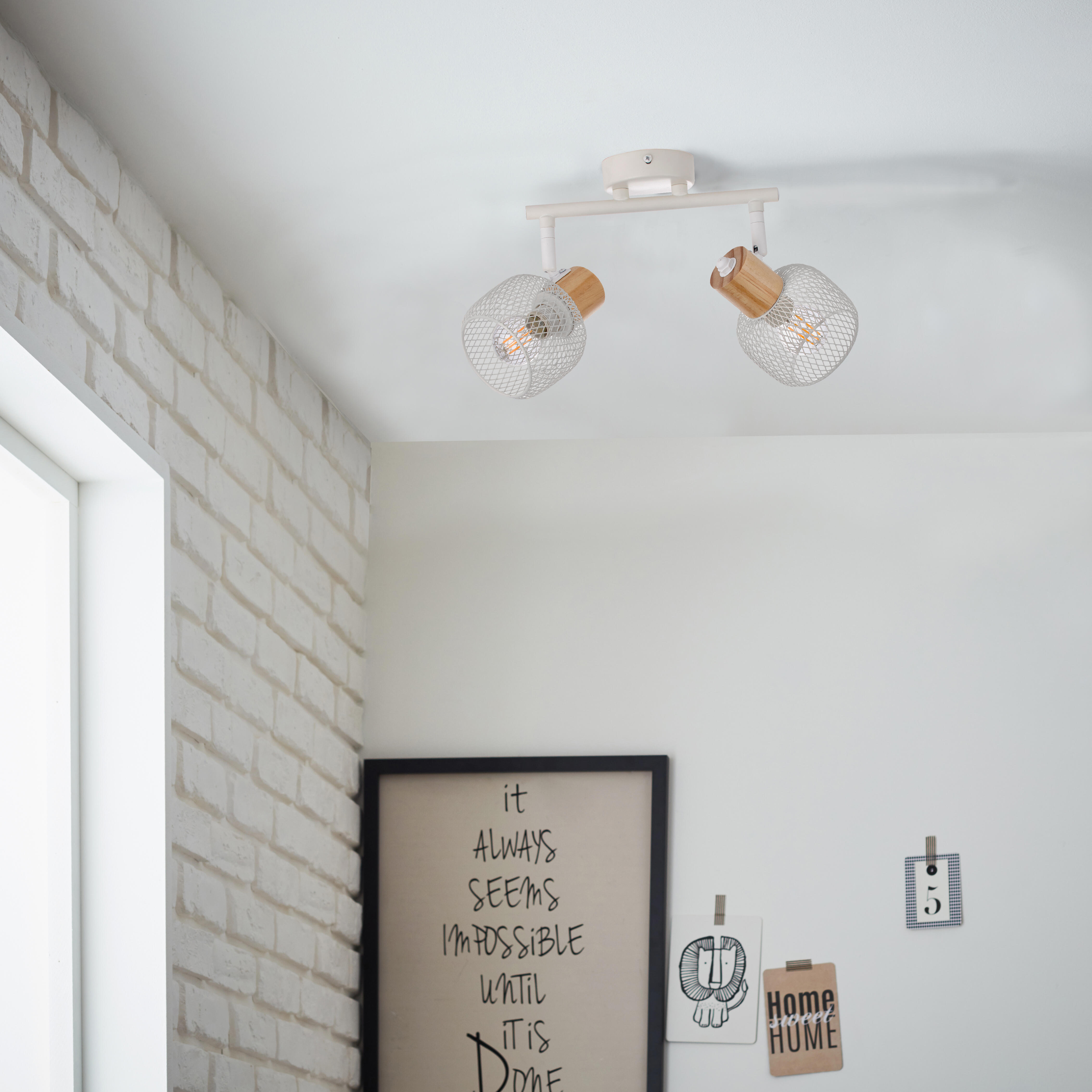 Rampe 2 spots, nature, acier e14, blanc max 25 W, BRILLIANT Giada - 3