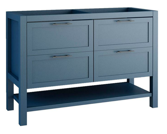 Meuble sous-vasque double vasque l.120 x H.85 x P.45 cm, bleu argent, Kende