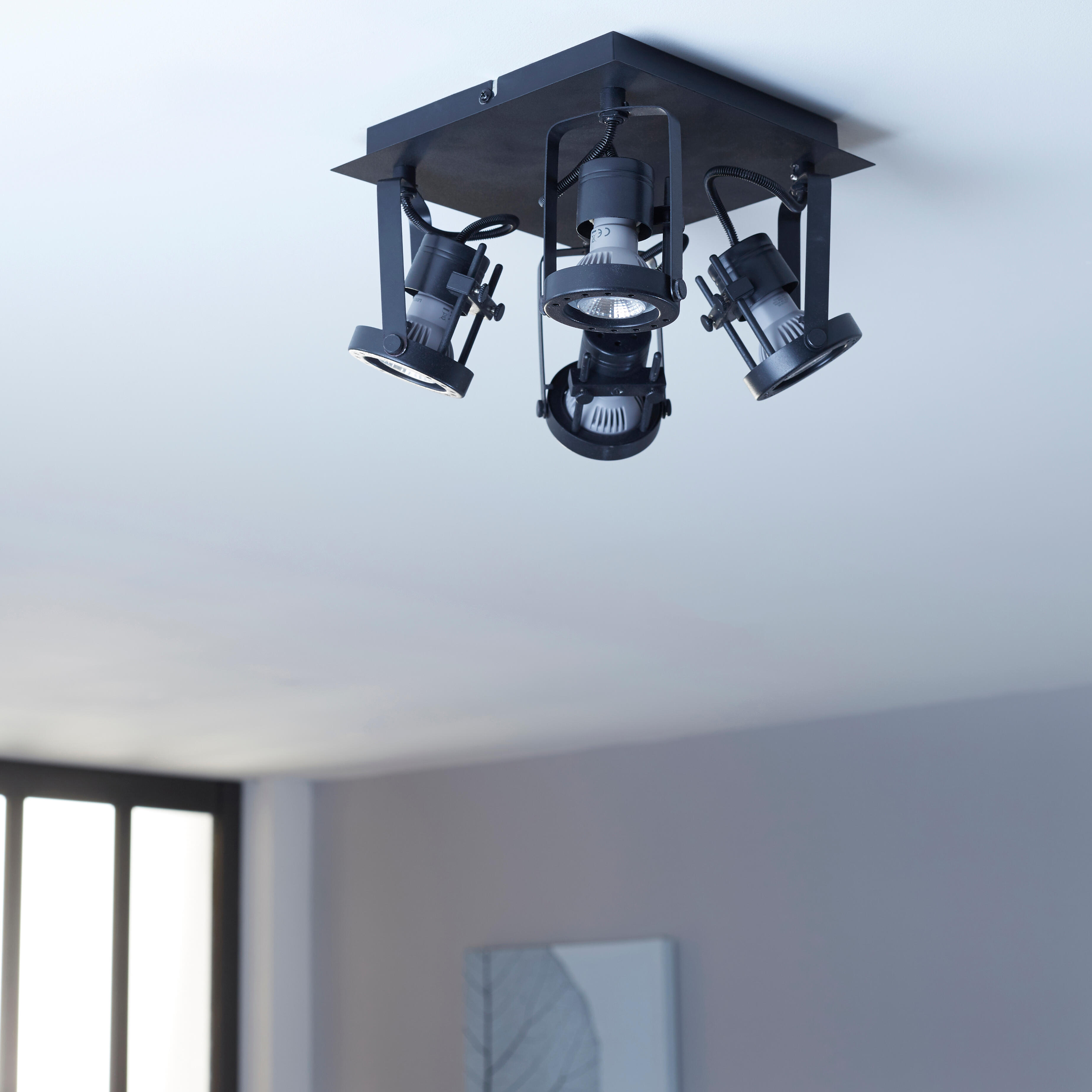 Plafonnier 4 spots Technic, aluminium noir, GU10, INSPIRE - 2