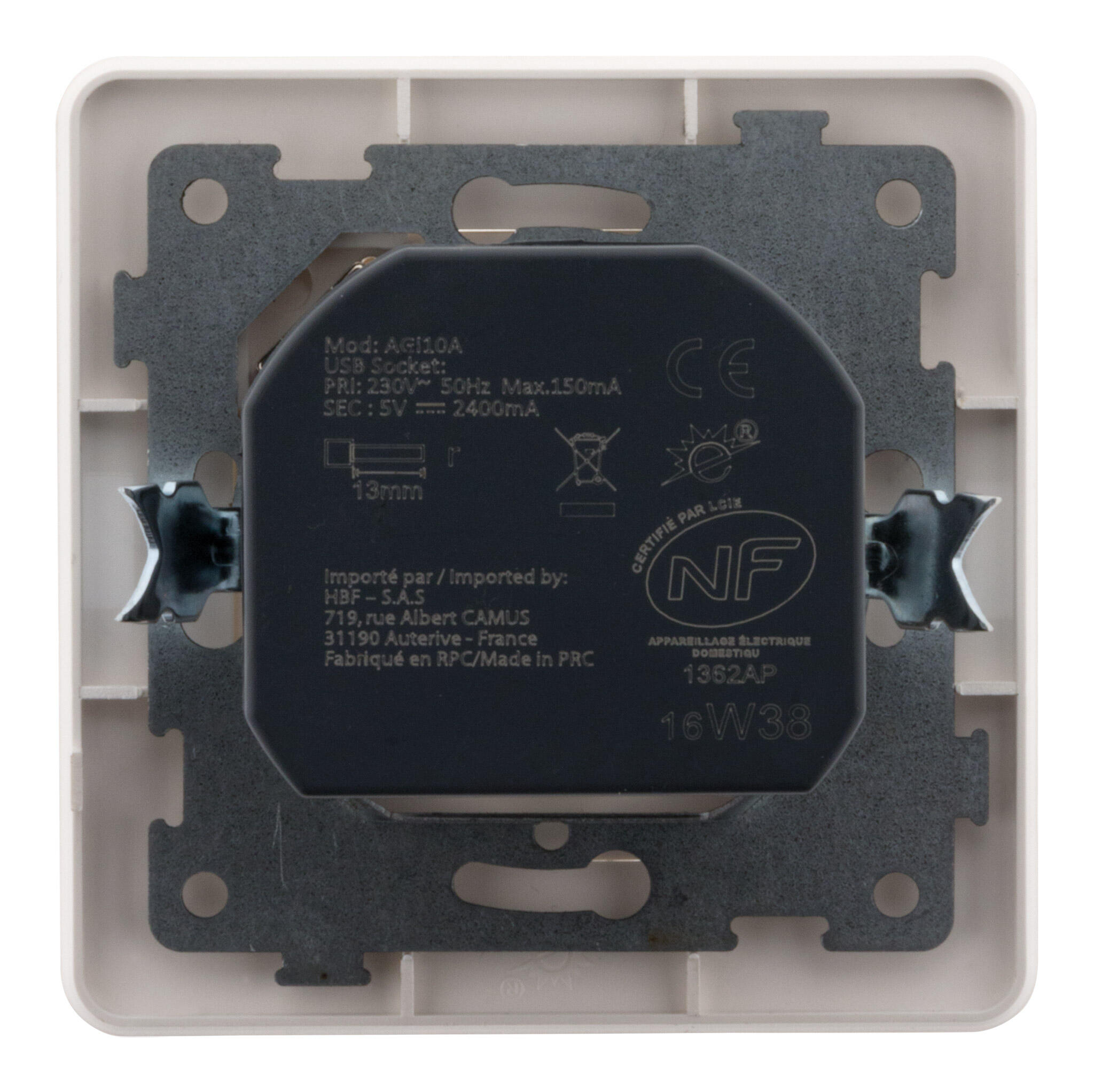 Prise avec terre 2 prises + 2 usb complet 16A ARTEZO, blanc - 4