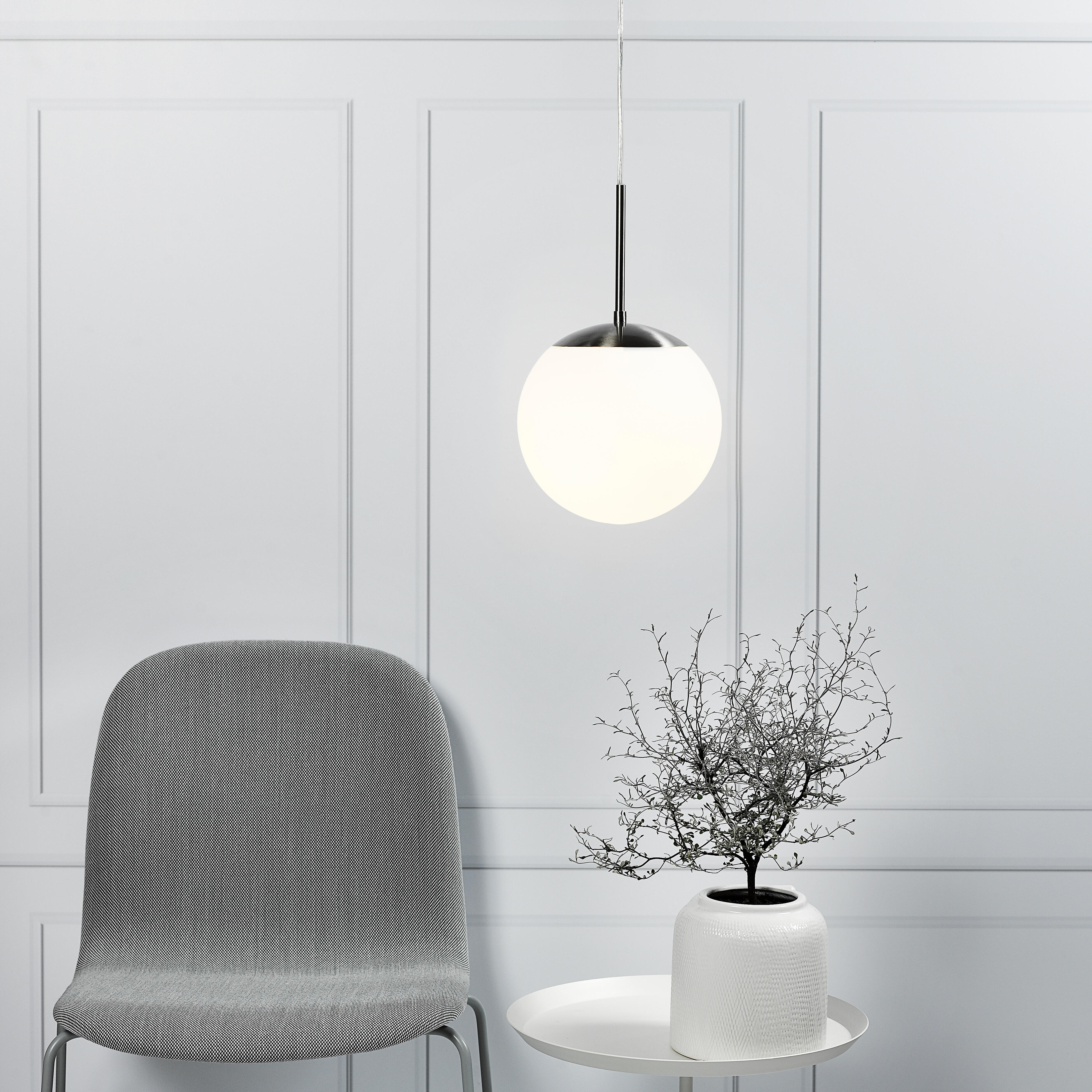 Suspension Cafe, verre, opale, Diam.15 cm, E27 - 2