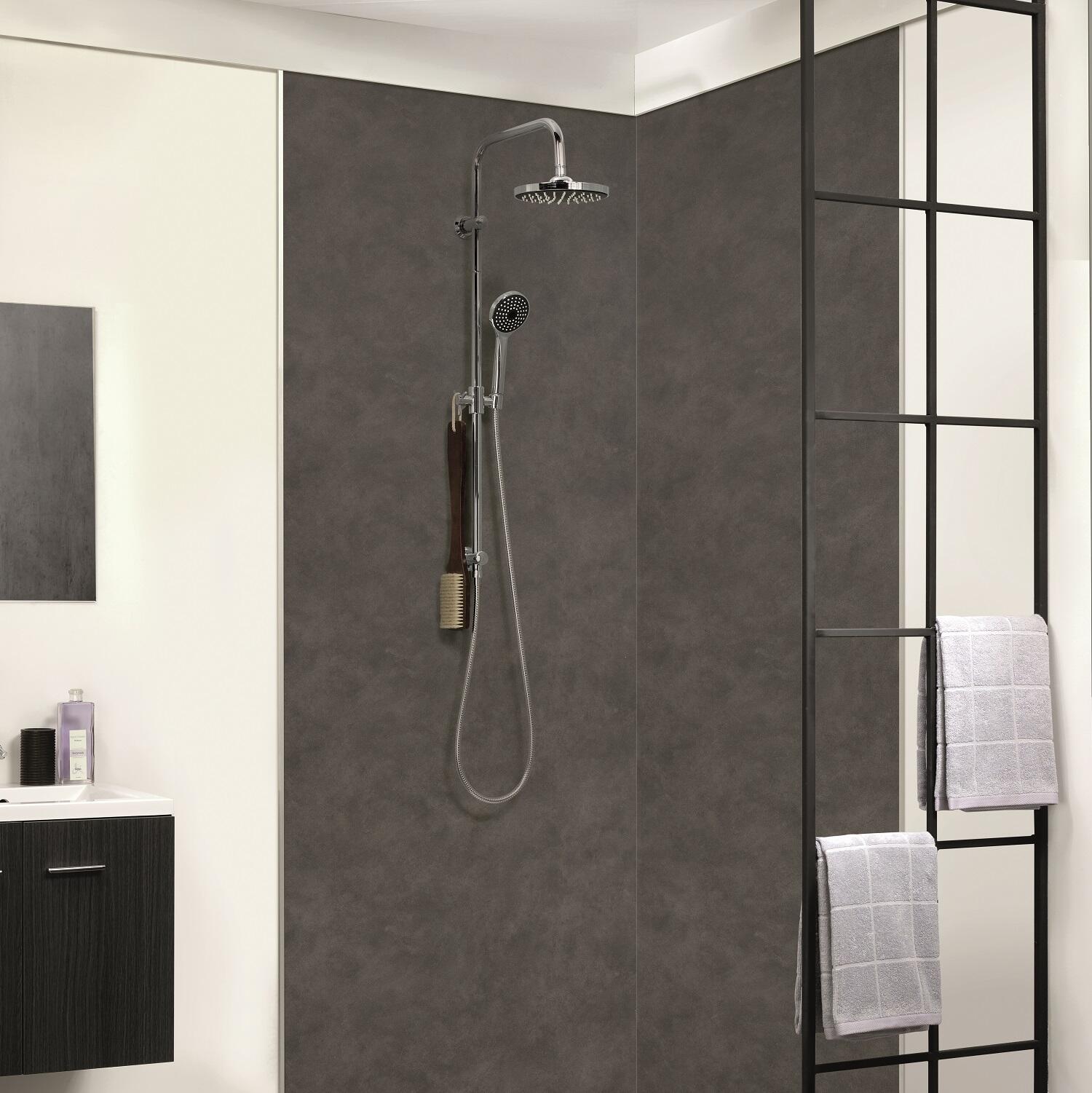 Lot de 2 panneaux douche PVC XL gris Mystique DUMAWALL, L.260 x l.90 cm — free download