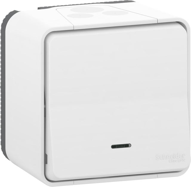 Interrupteur va-et-vient lumineux saillie Mureva Styl, SCHNEIDER ELECTRIC, blanc