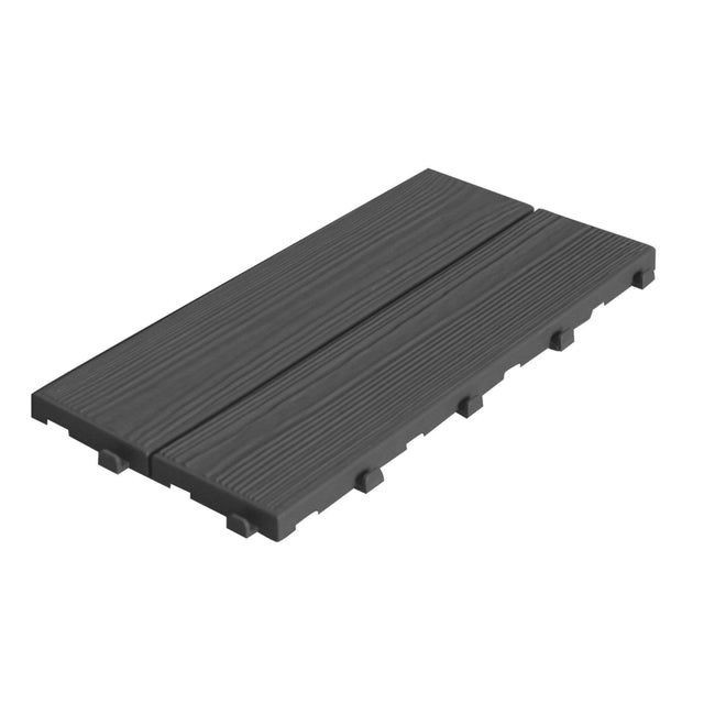 Piastrella a incastro in pvc Easywood grigio antracite L 38 x L 19 cm x Sp. 18 mm, 14 pezzi