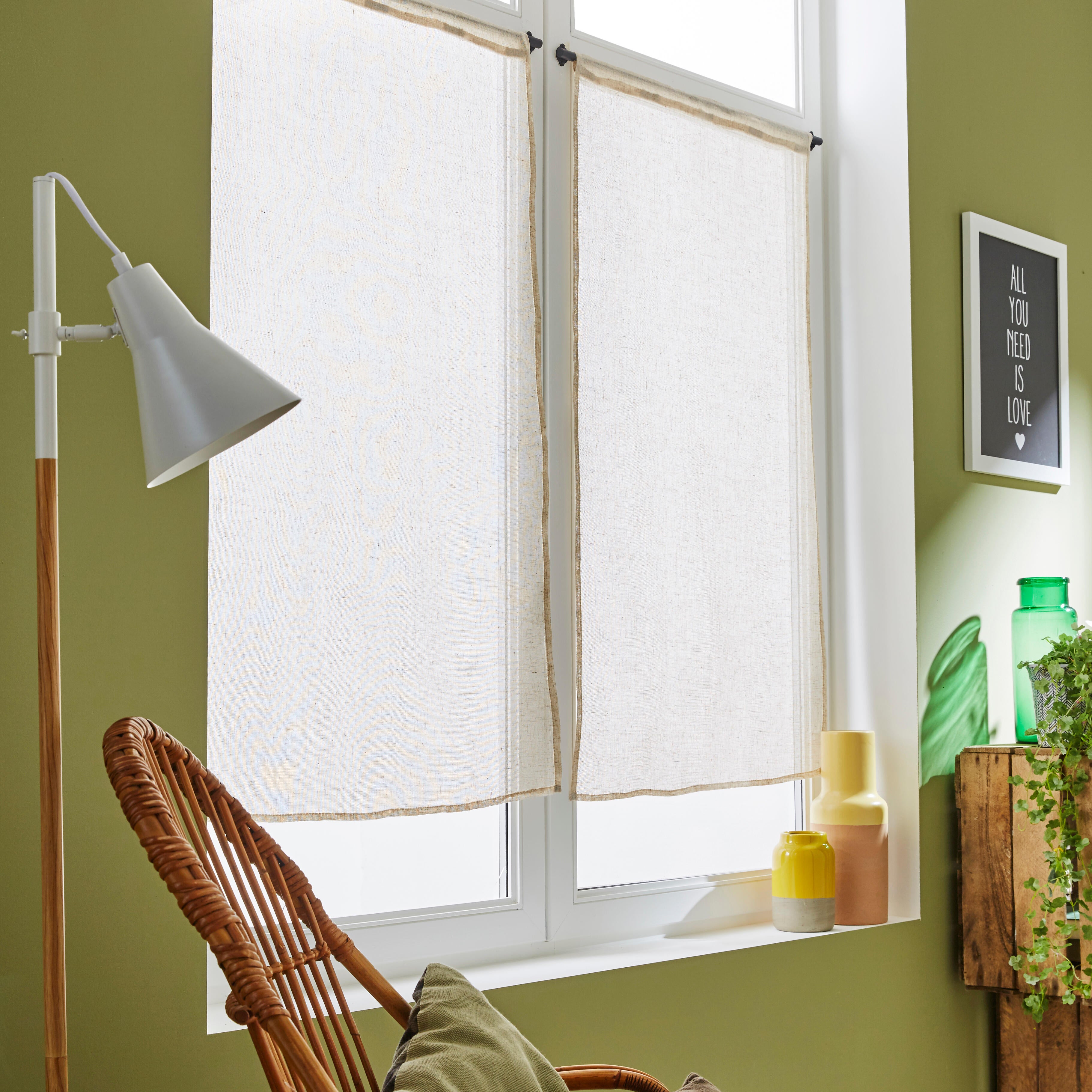 Vitrage tamisant, Rio, beige H.120 x l.60 cm - 2