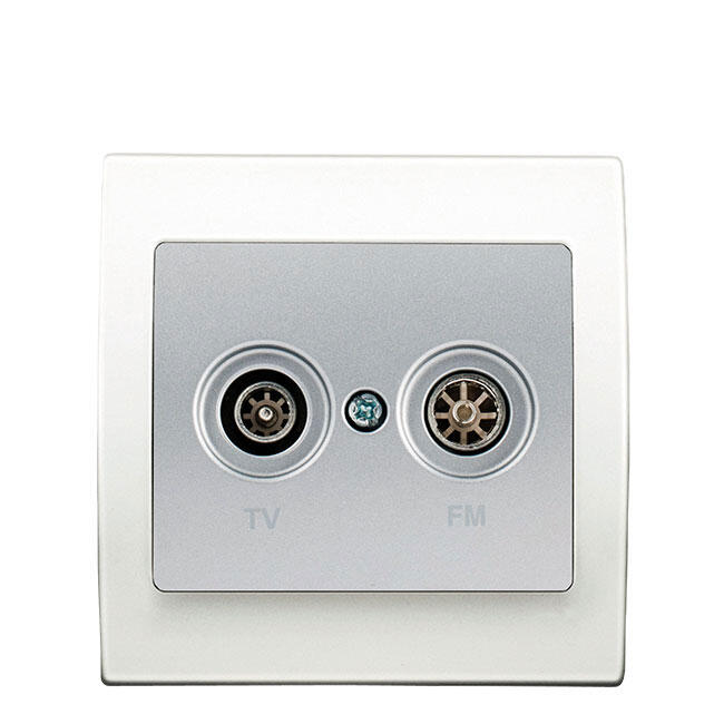 Prise tv / fm Delta, SIEMENS, gris argent et plaque blanche Leroy Merlin — free download