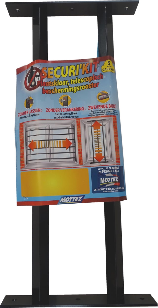 2 barreaux télescopiques de fenêtre MOTTEZ, acier noir, L.55 à 103 cm