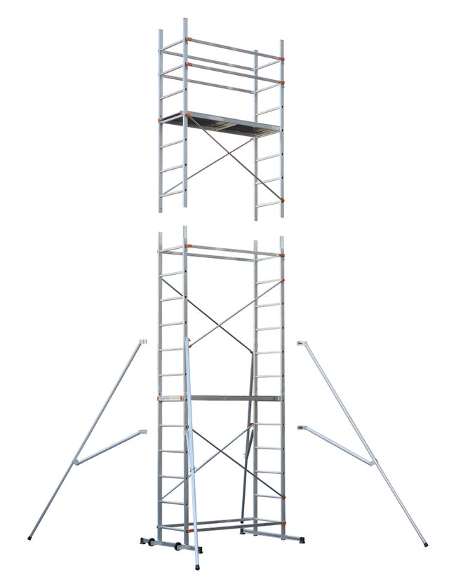 Kit échafaudage aluminium + rehausse  fast&lock 5 HAILO hauteur de travail 6.8 m