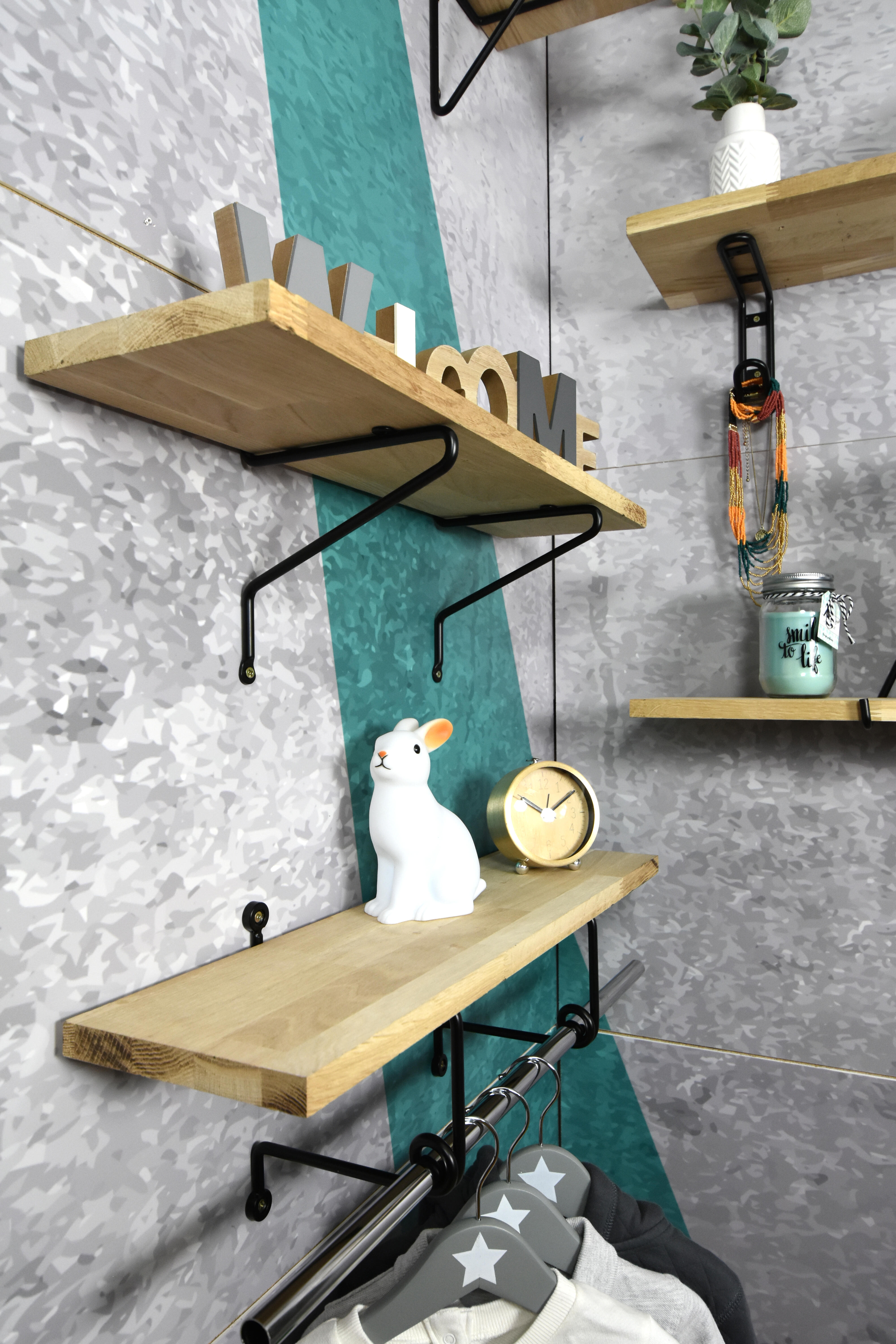 Lot de 2 équerres Filaire acier enduit de résine époxy noir, H.24 x P.3 cm - 2