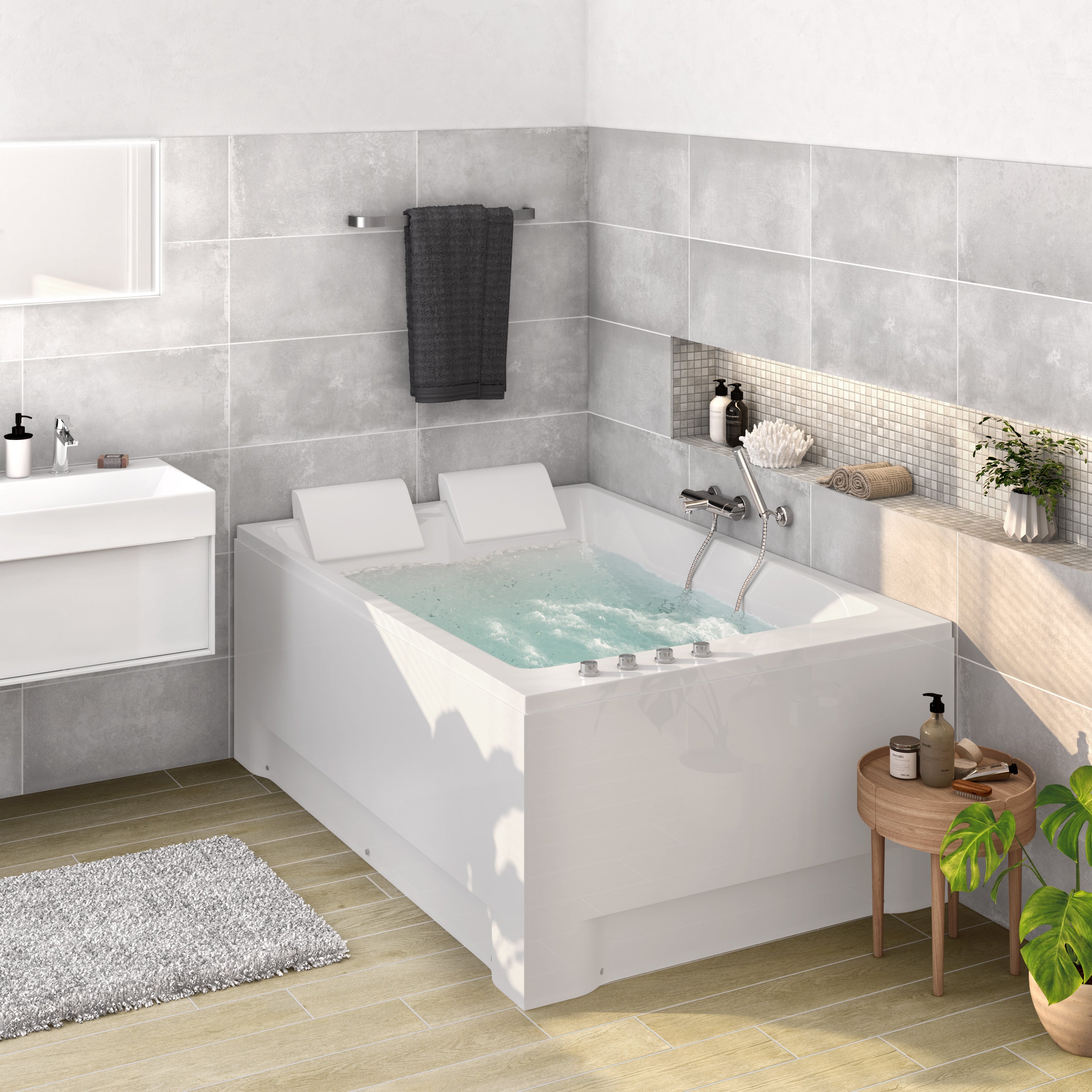 Baignoire balnéo avec tablier L.180x l.120 cm, SPALINA Kensho - 2