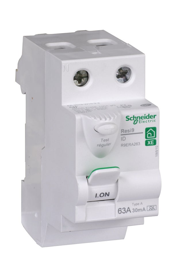Interrupteur différentiel 2 pôles 63A 30mA Type A Resi9 XE, SCHNEIDER ELECTRIC