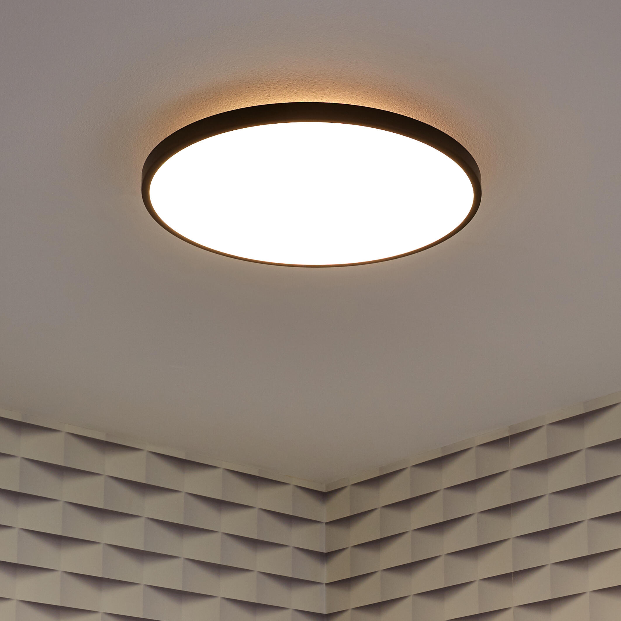 Panneau LED diam 40 cm, 22 W, éclairage indirect, blanc chaud à neutre, noir - 2