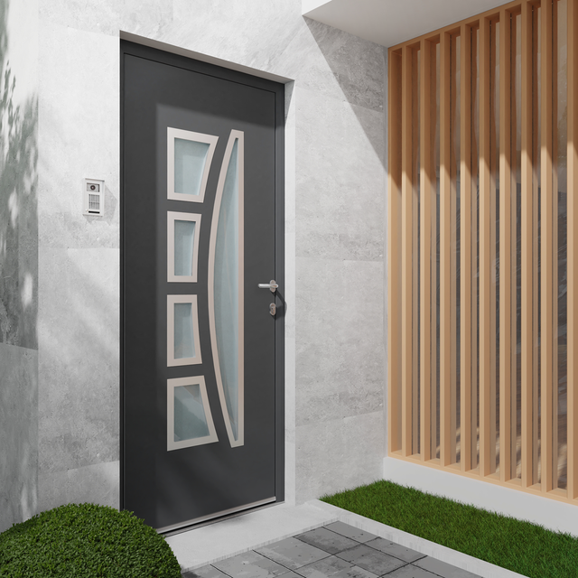 Porte d'entrée Alu Riwa Essentiel H.215 x l.90 cm vitrée gris anthr., p. gauche