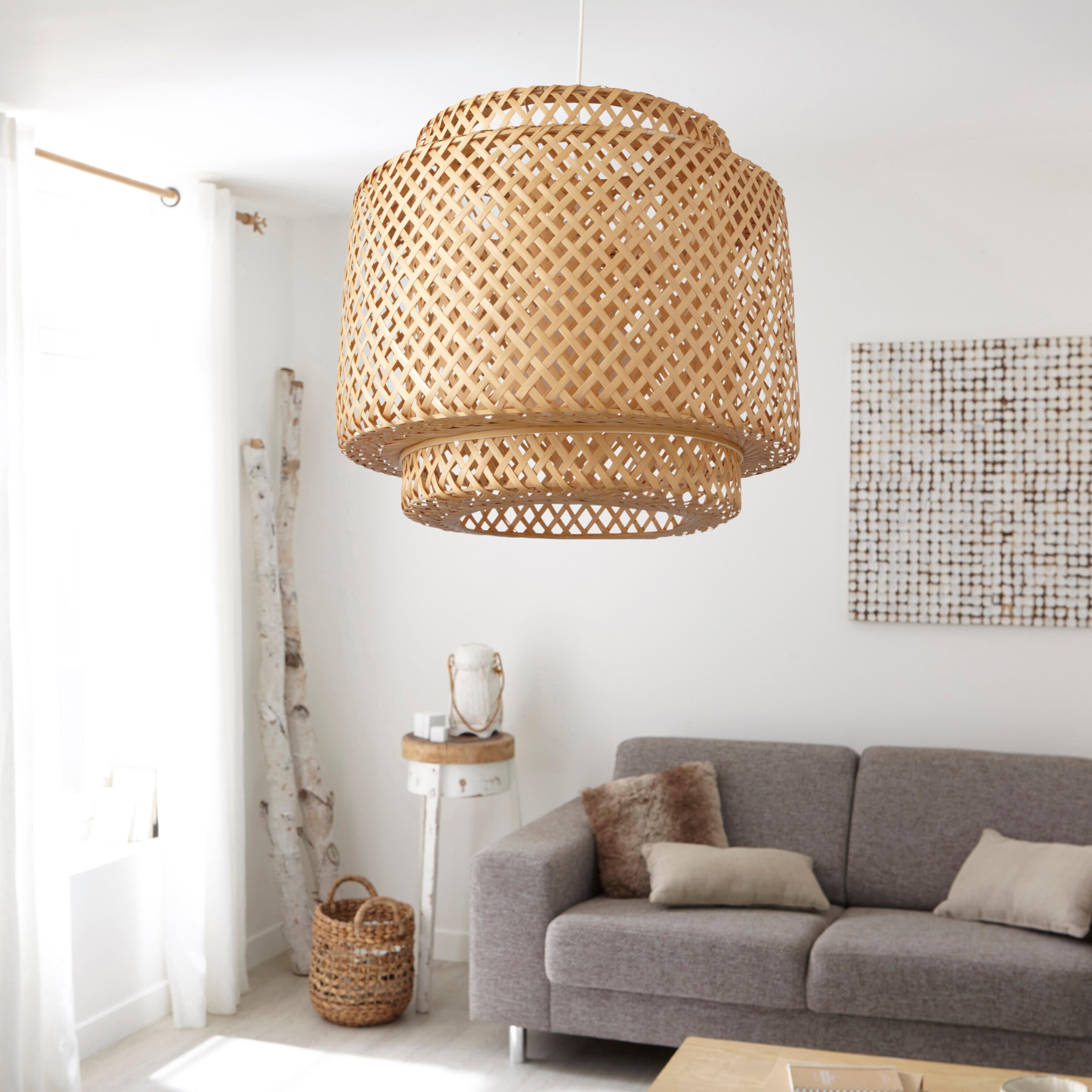 Suspension Doramu bambou, beige, Diam.40 cm, E27 - 4