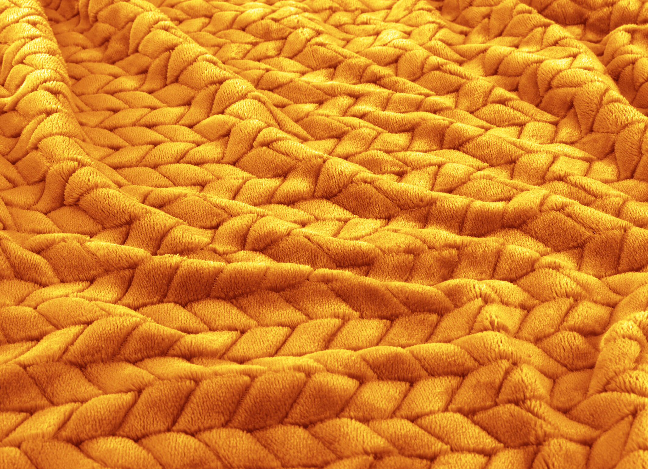 Plaid Chevron-sherpa, jaune moutarde l.180 x L.220 cm - 2