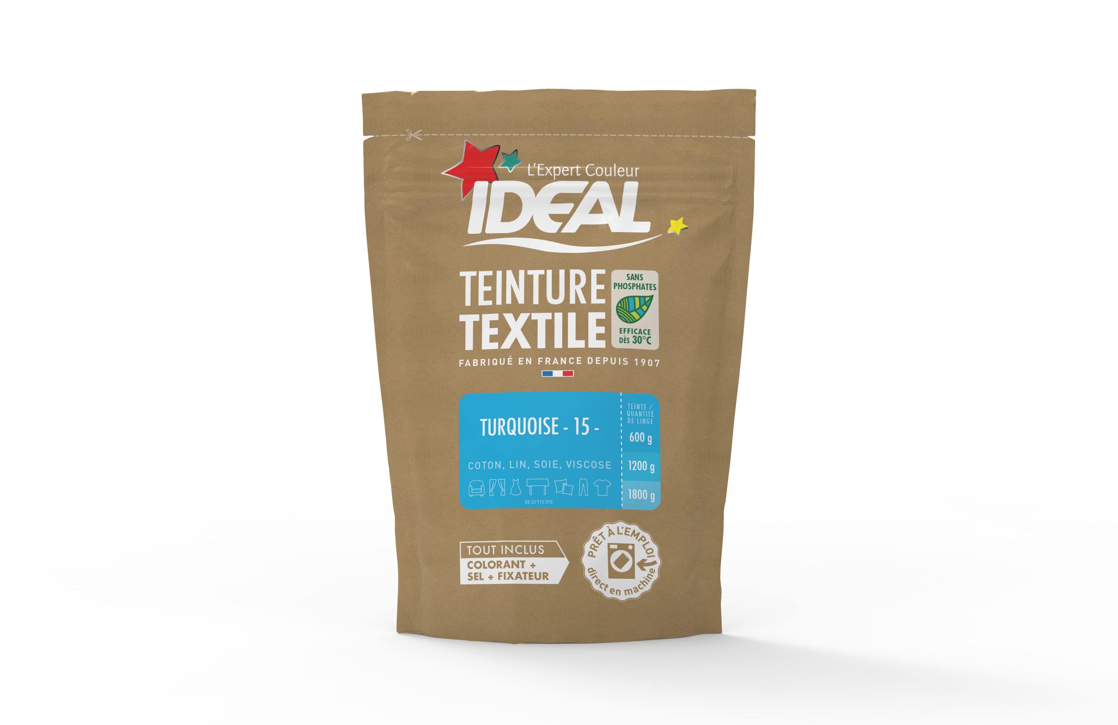 Teinture textile IDEAL Turquoise 0.35 kilogramme | Leroy Merlin