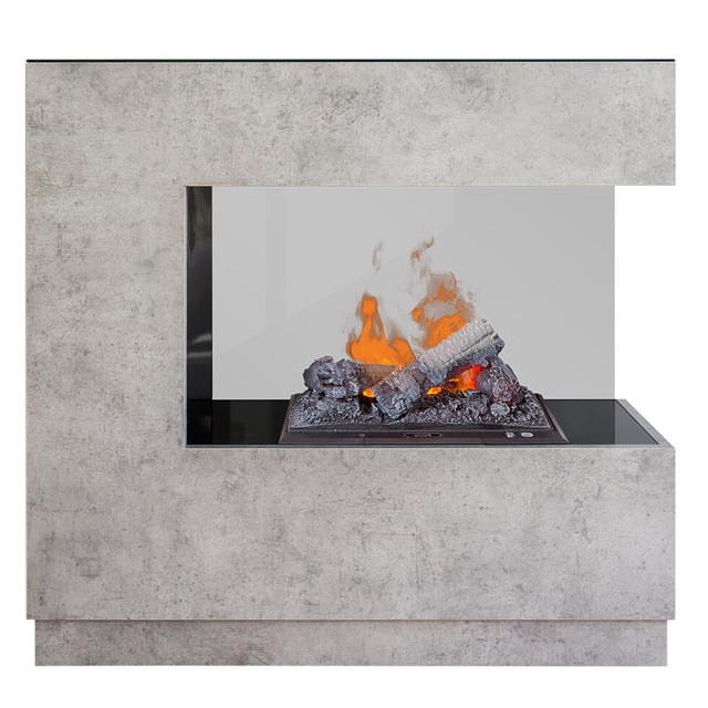 Cheminée électrique avec cassette 400 LED + jeu de bûches DIMPLEX zen béton