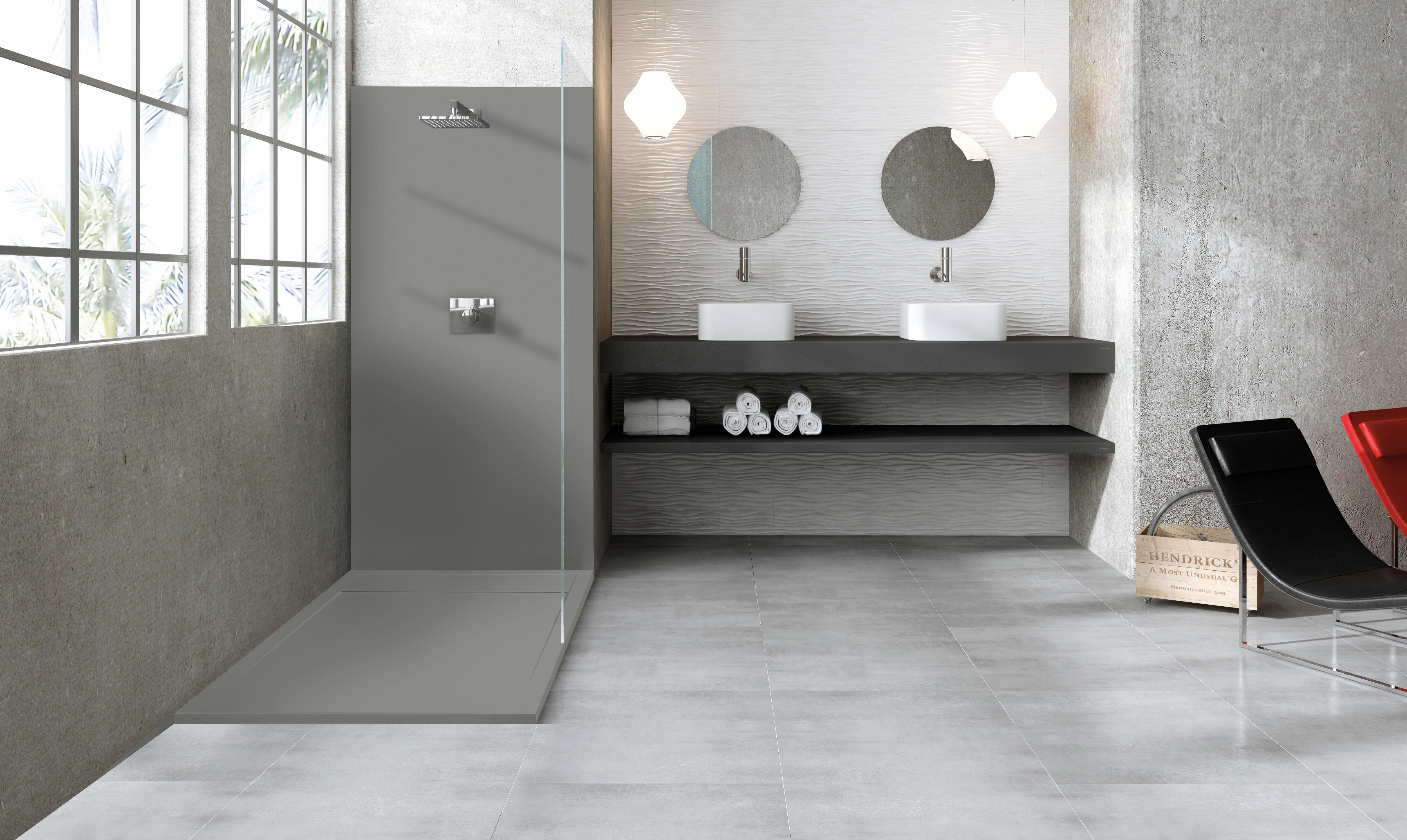 Piatto doccia SENSEA in resina Neo grigio L 90 x L 120 x H 3 cm opaco effetto pietra - 3