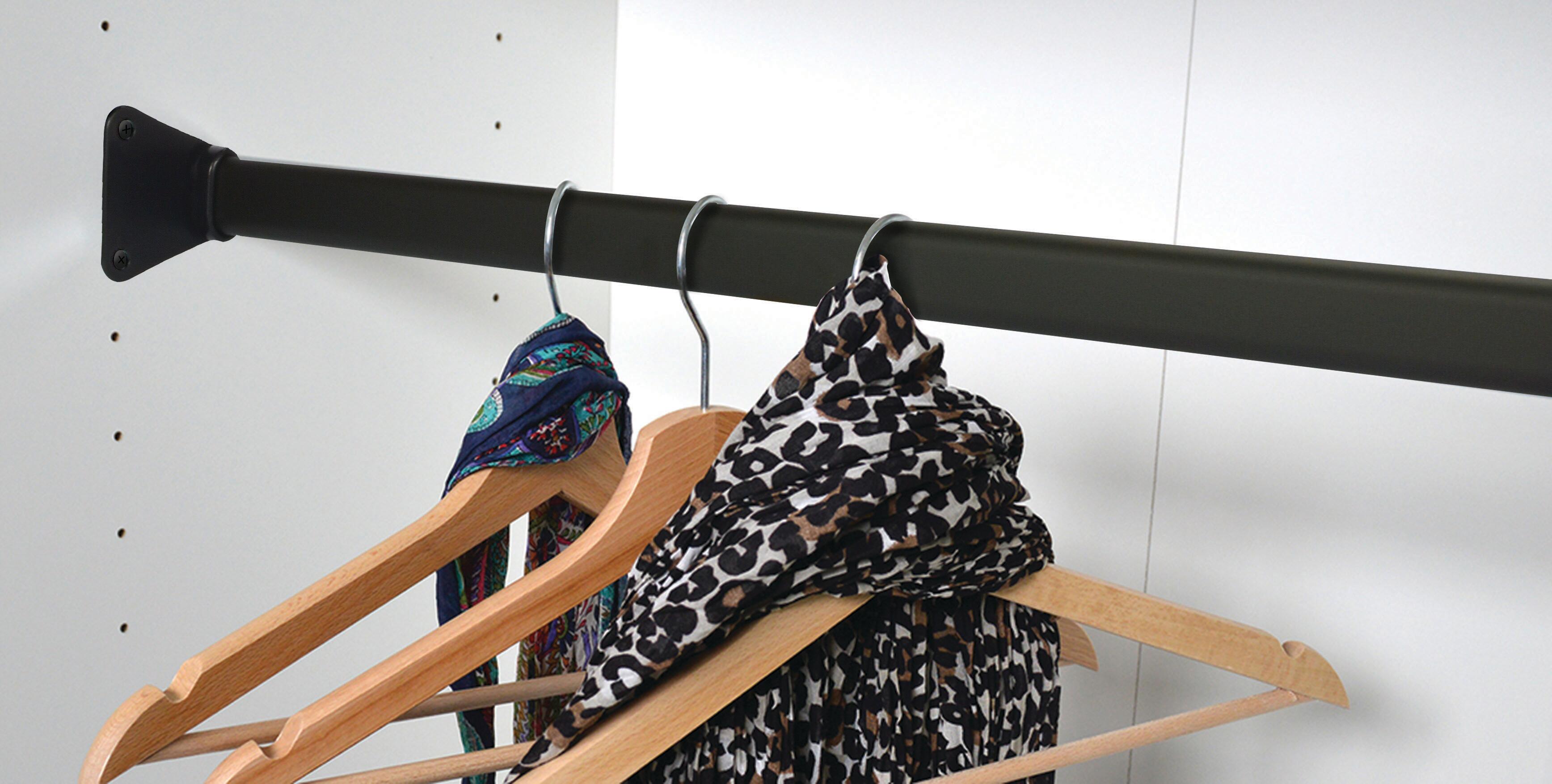 Kit barre de penderie et supports SPACEO noir Ovale - 2