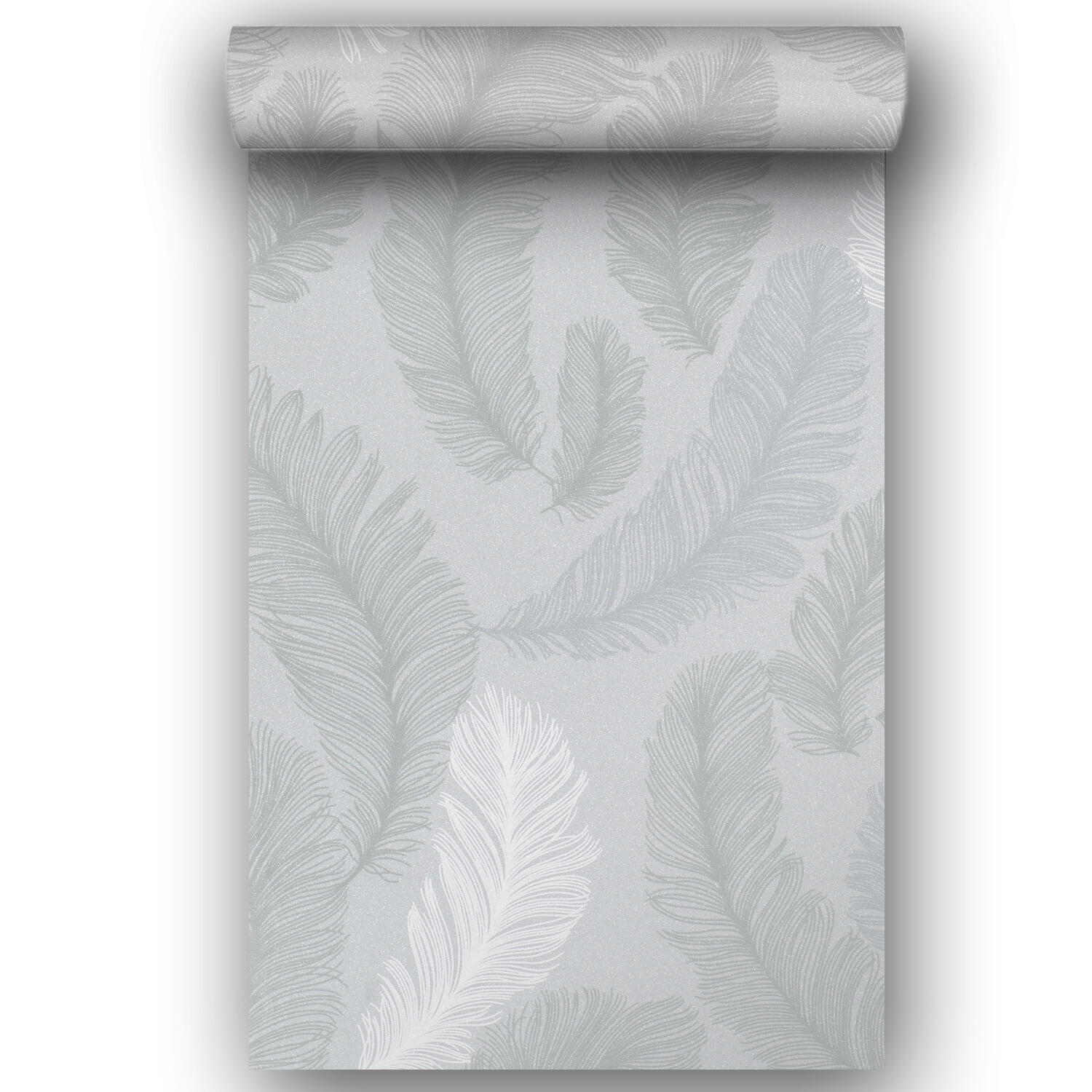 Papier peint intissé Plume paillette gris - 4