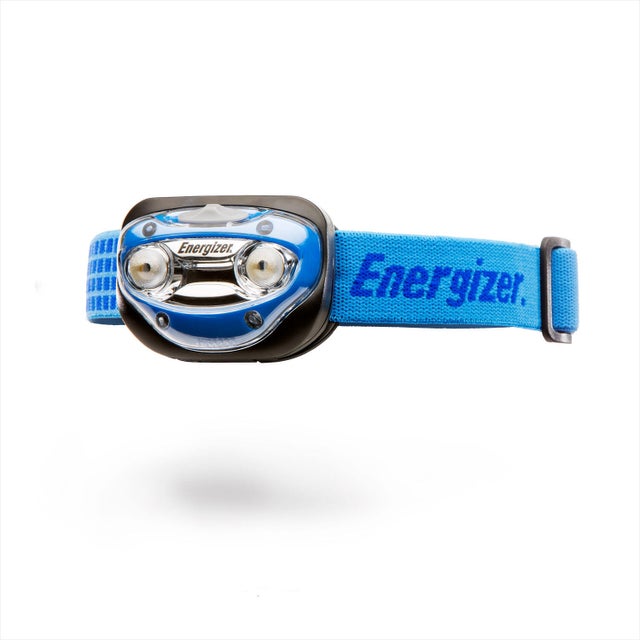 Lampe Frontale LED Energizer Universal + – 40 M, Piles AAA Incluses, Tête Pivotante, Rouge/Blanc