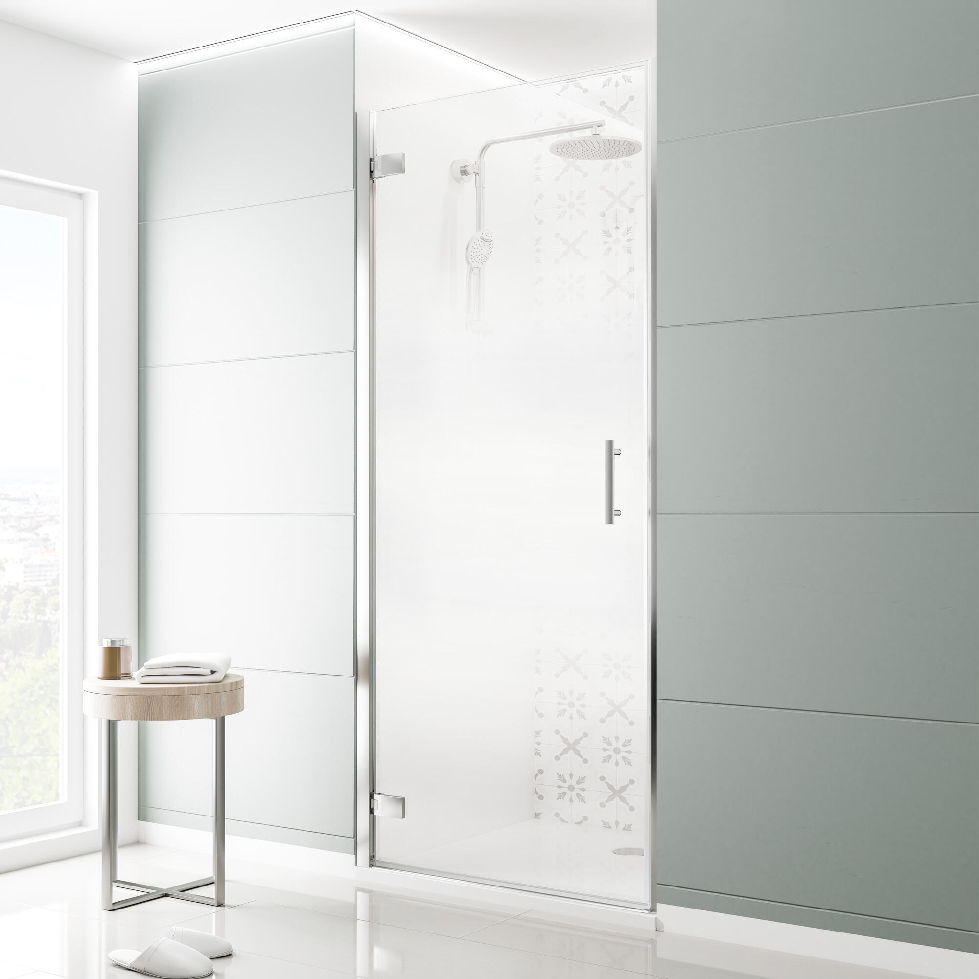Porte de douche pivotante sérigraphié gauche 80 cm, Delia - 3