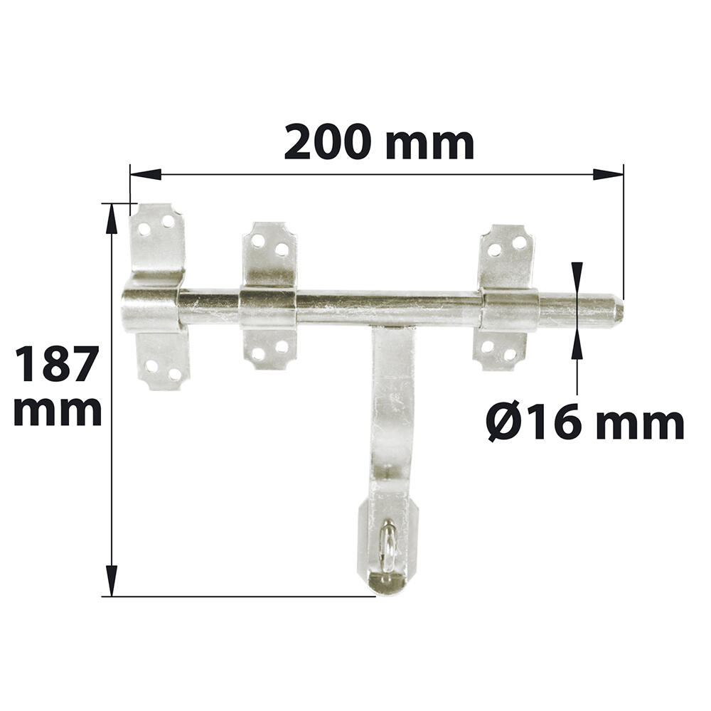 Verrou vervelle et porte cadenas Diam. 16 mm, acier zingué, H.195x L.200mm AFBAT - 3