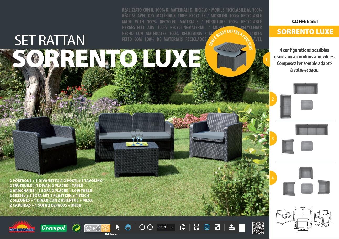 Salon bas de jardin, plastique recyclé, SORRENTO Anthracite, 4 personnes - 5